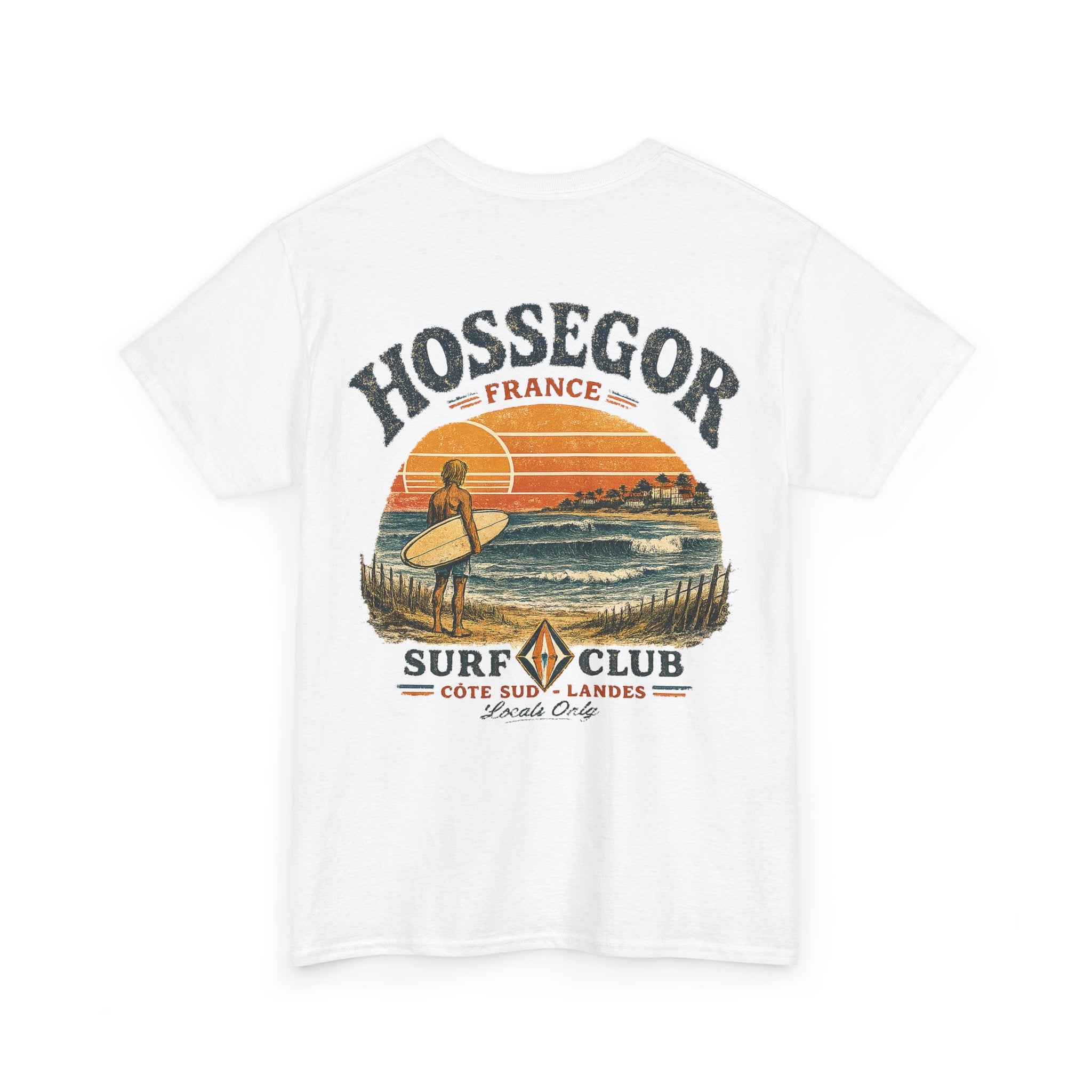 Hossegor Surf Club T‑Shirt – Vintage Sunset Surfing Tee