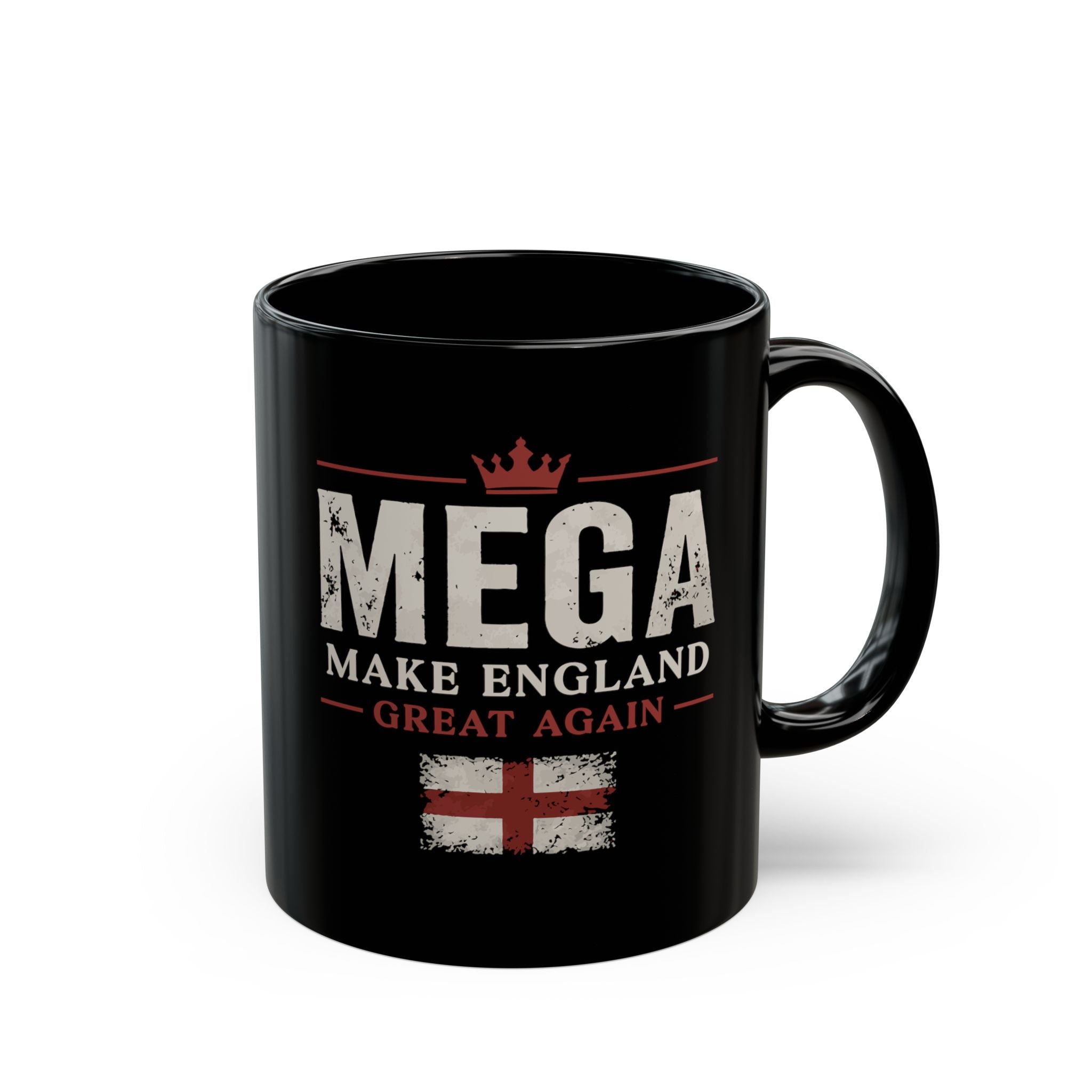 MEGA Make England Great Again Black Mug — Patriotic England Flag Coffee Cup