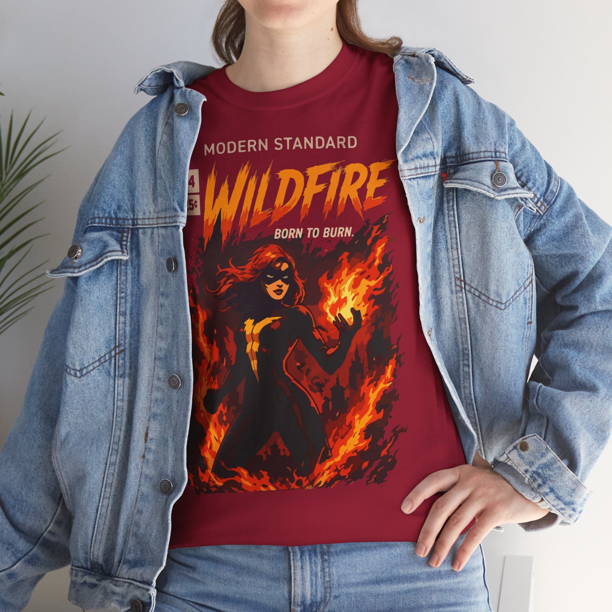 Wildfire Graphic Tee – 'Modern Standard Wildfire: Born to Burn' Flame Girl T‑Shirt