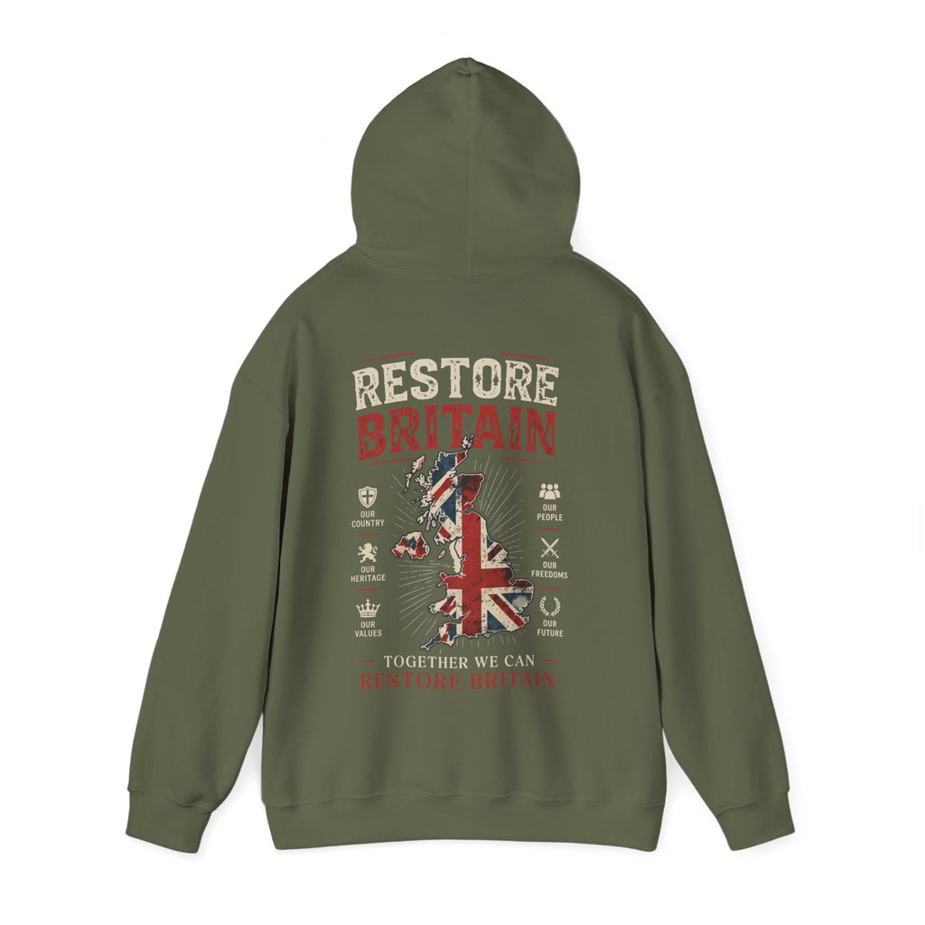 Restore Britain Hoodie — Union Jack Patriotic Graphic Hoodie
