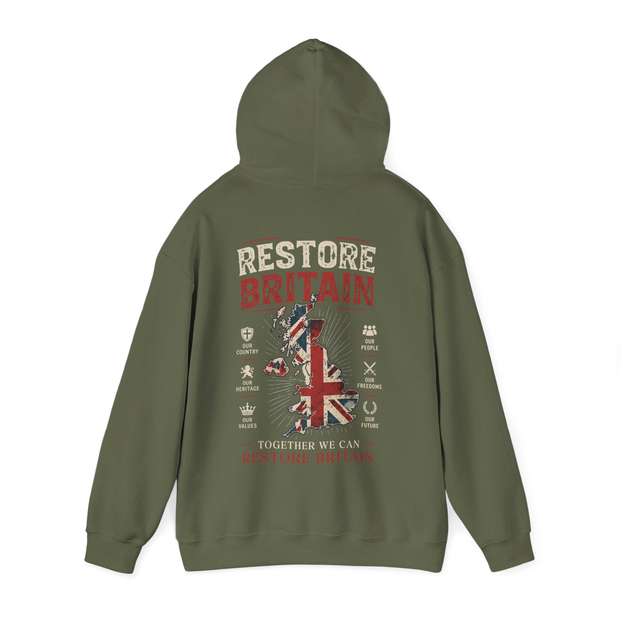 Restore Britain Hoodie — Union Jack Patriotic Graphic Hoodie