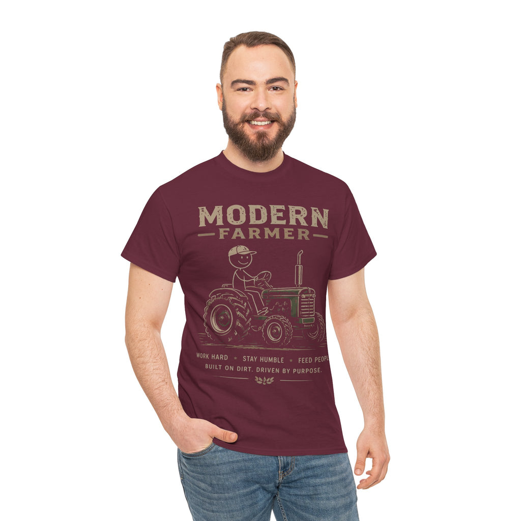 Modern Farmer Tractor v2 T‑Shirt – Vintage Farm Life Tee