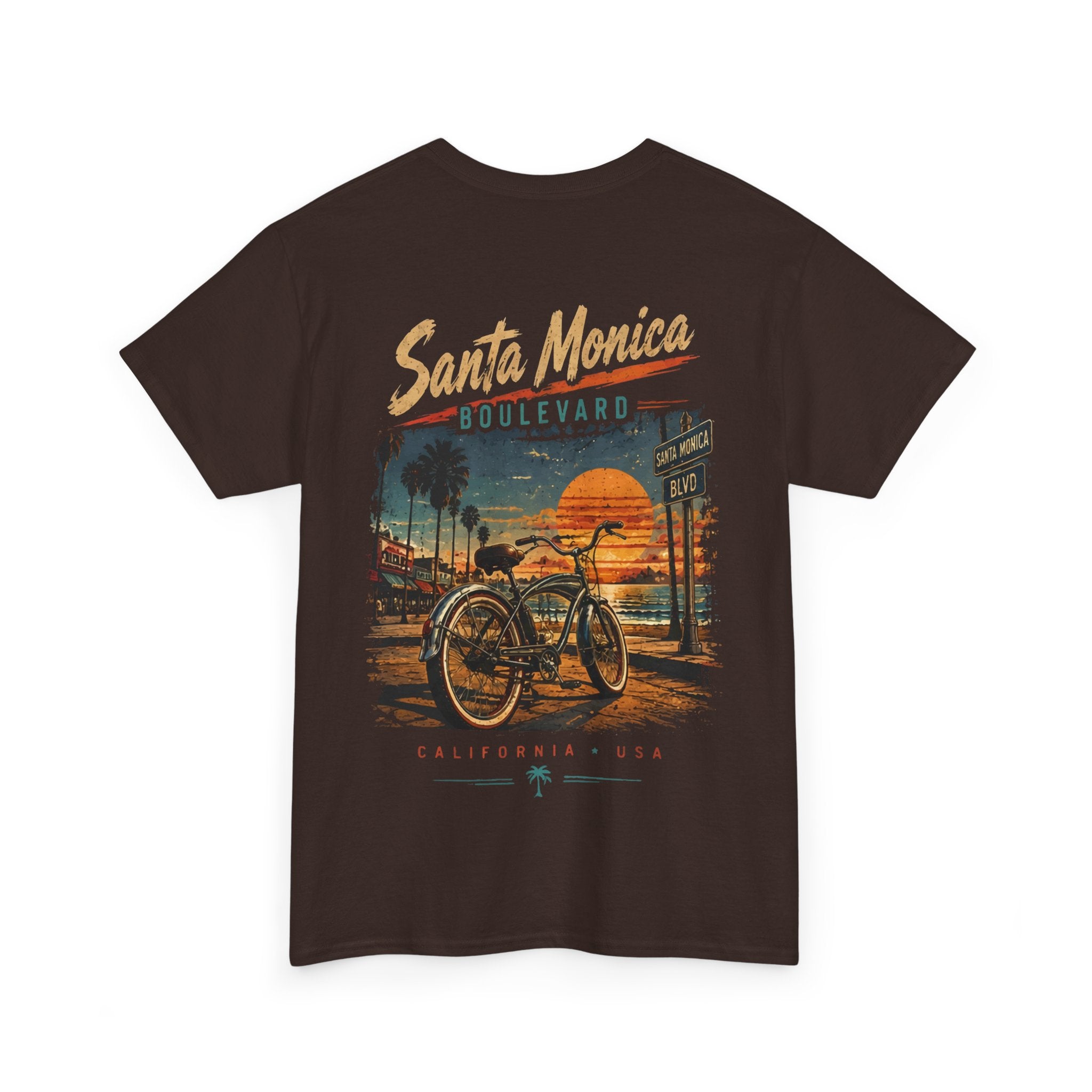 Santa Monica Boulevard Vintage Beach Cruiser Tee — Sunset California Surf Shirt