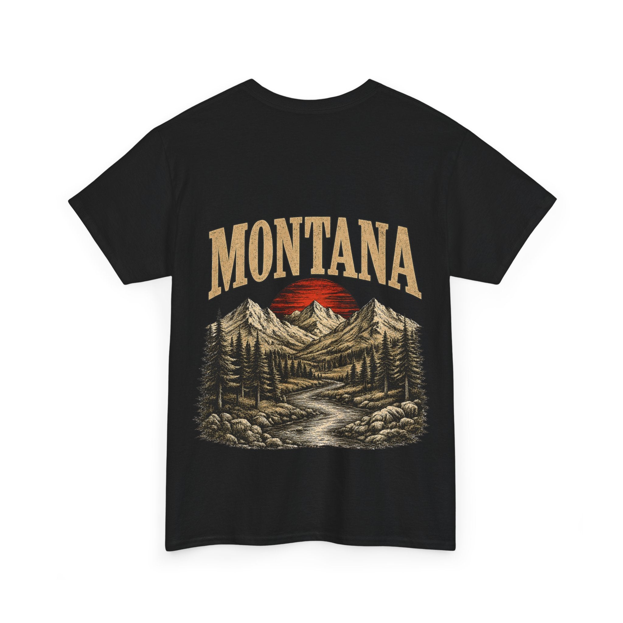 Montana Skies Cowboy Tee — Retro Mountain Landscape Graphic T-Shirt