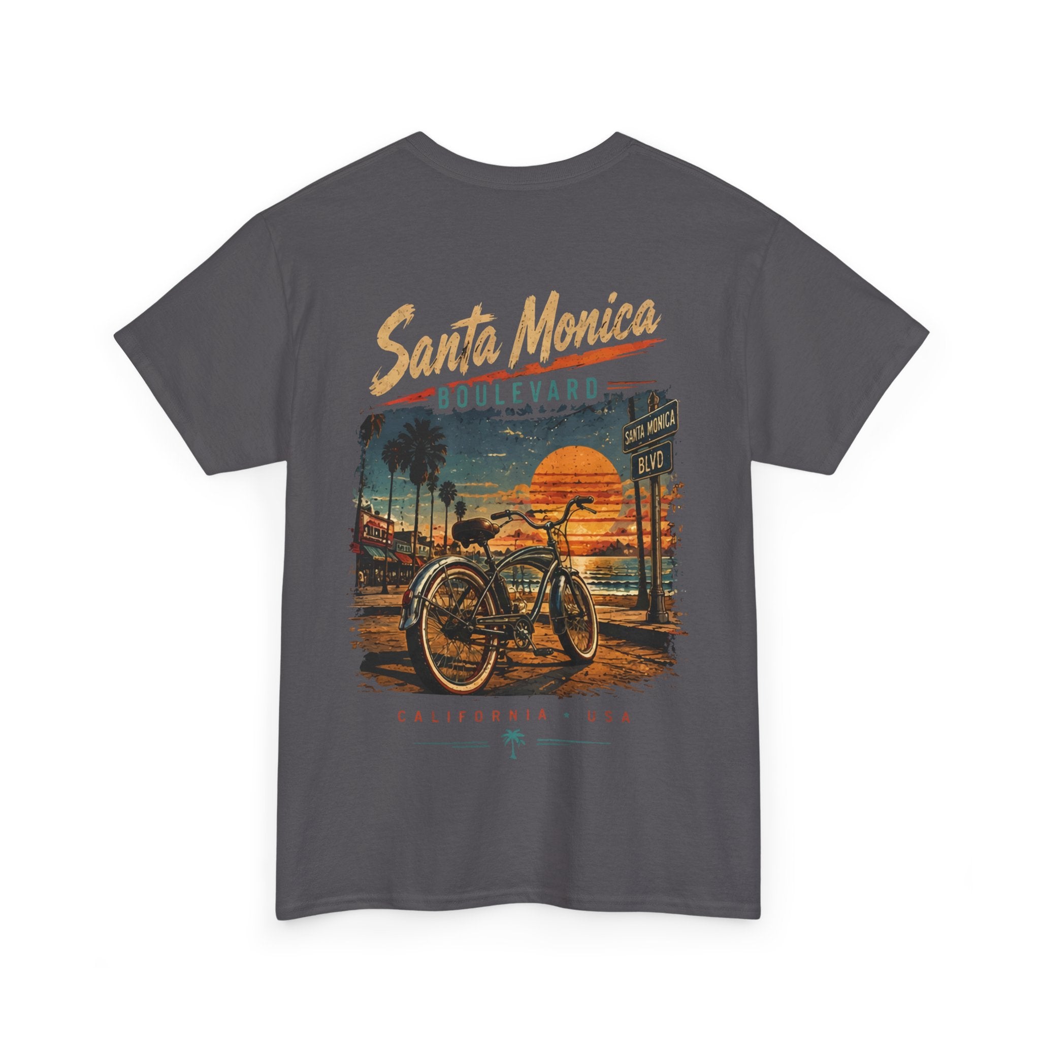 Santa Monica Boulevard Vintage Beach Cruiser Tee — Sunset California Surf Shirt
