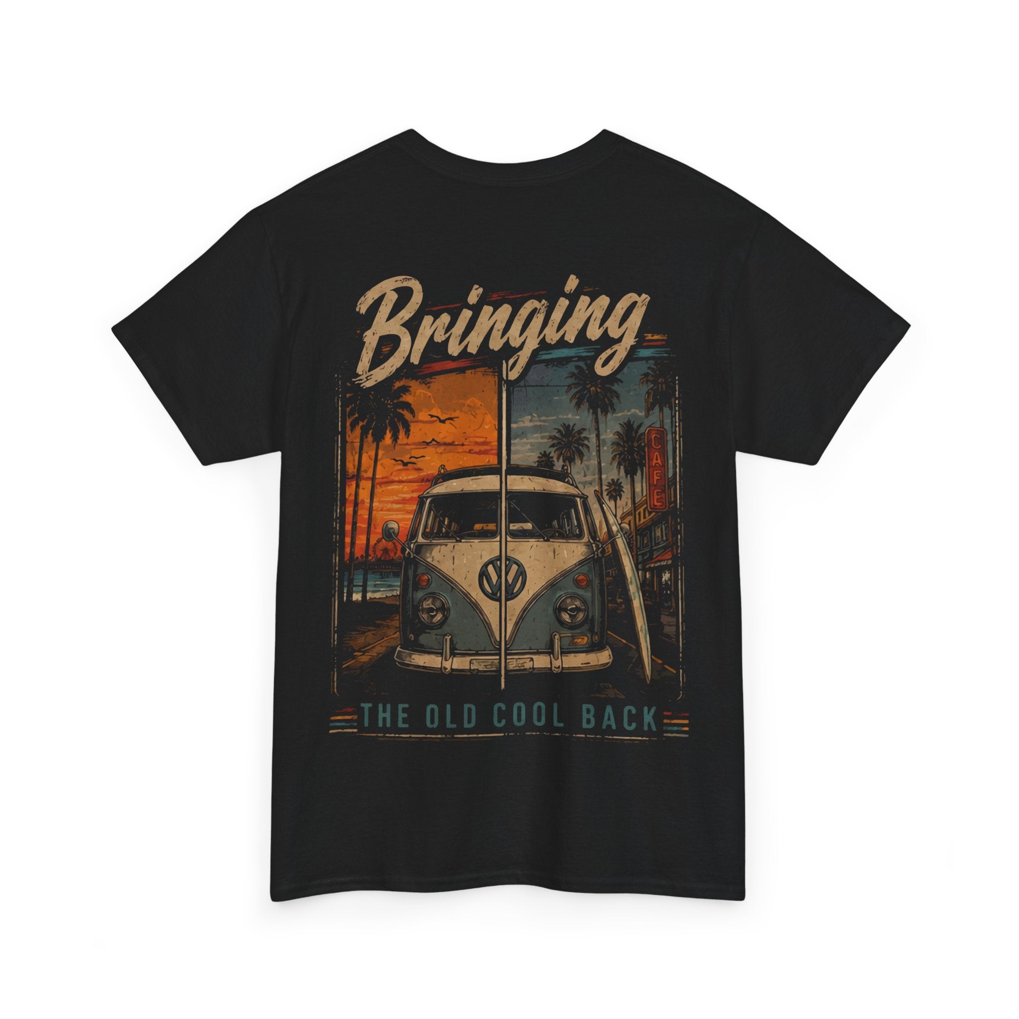 Vintage VW Camper Tee — "Bringing the Old Cool Back" Retro Beach Surf T-Shirt
