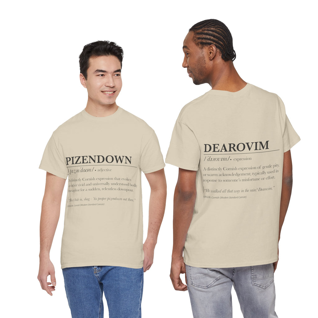 'Pizendown' & 'Dearovim' Unisex Cornish Dictionary Tee