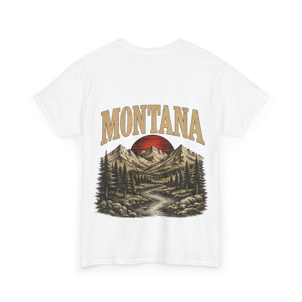 Montana Skies Cowboy Tee — Retro Mountain Landscape Graphic T-Shirt