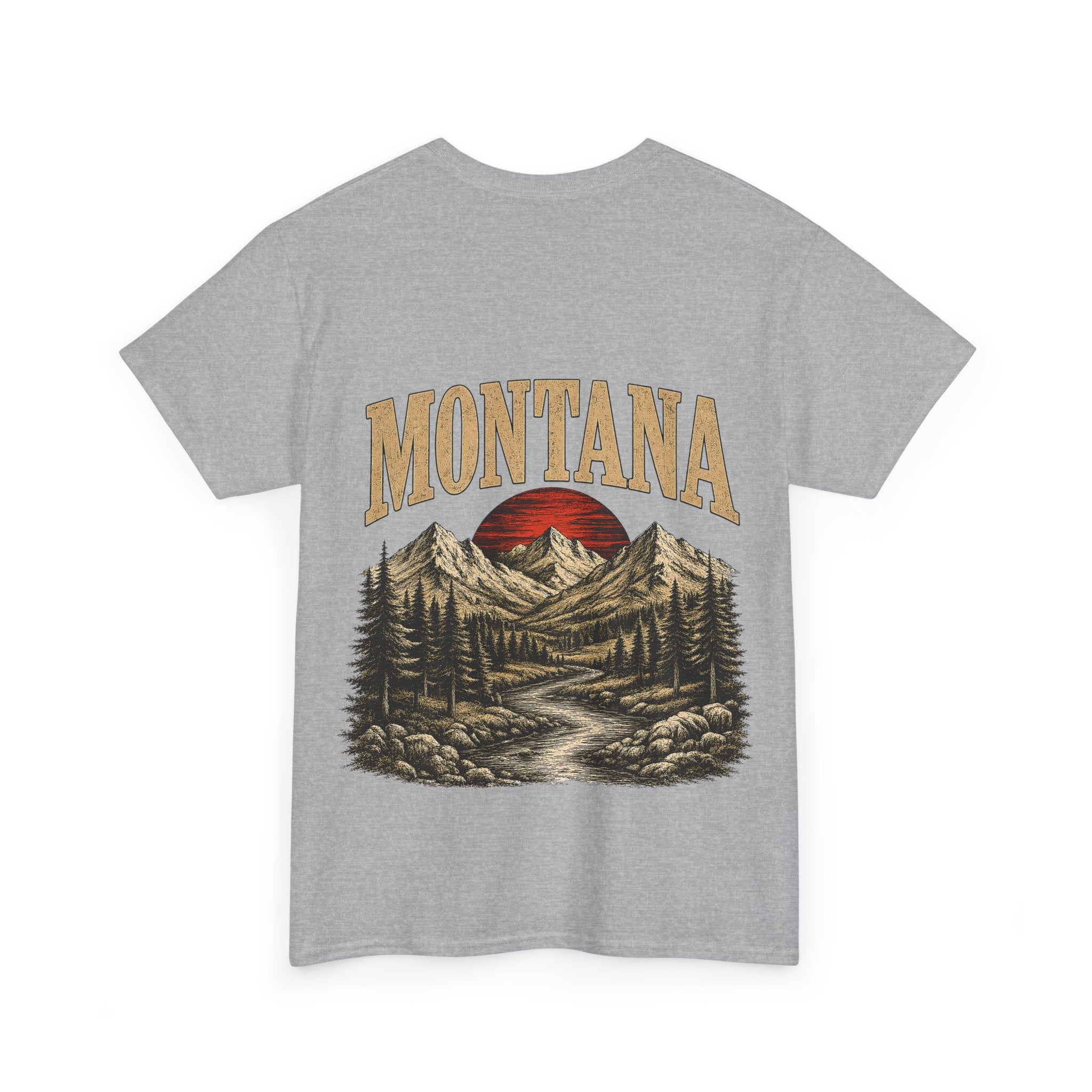 Montana Skies Cowboy Tee — Retro Mountain Landscape Graphic T-Shirt
