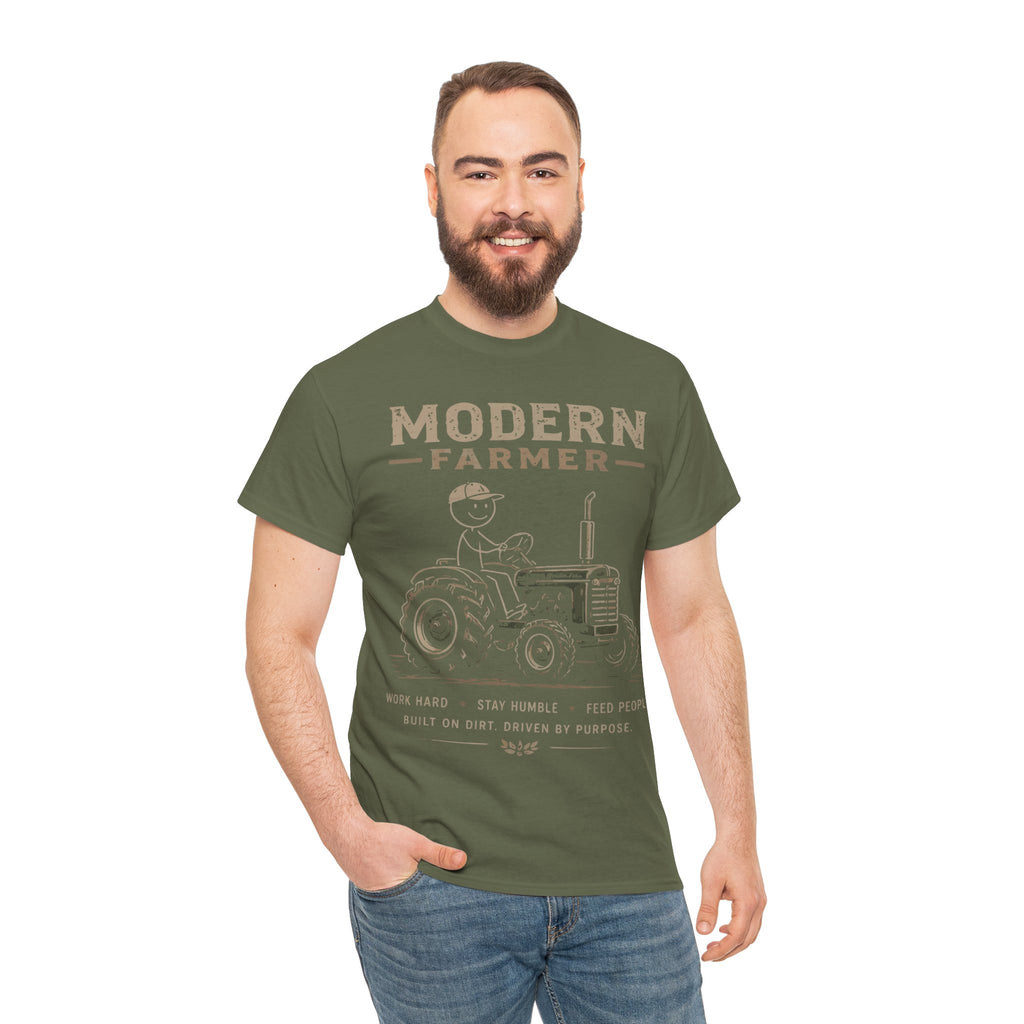 Modern Farmer Tractor v2 T‑Shirt – Vintage Farm Life Tee