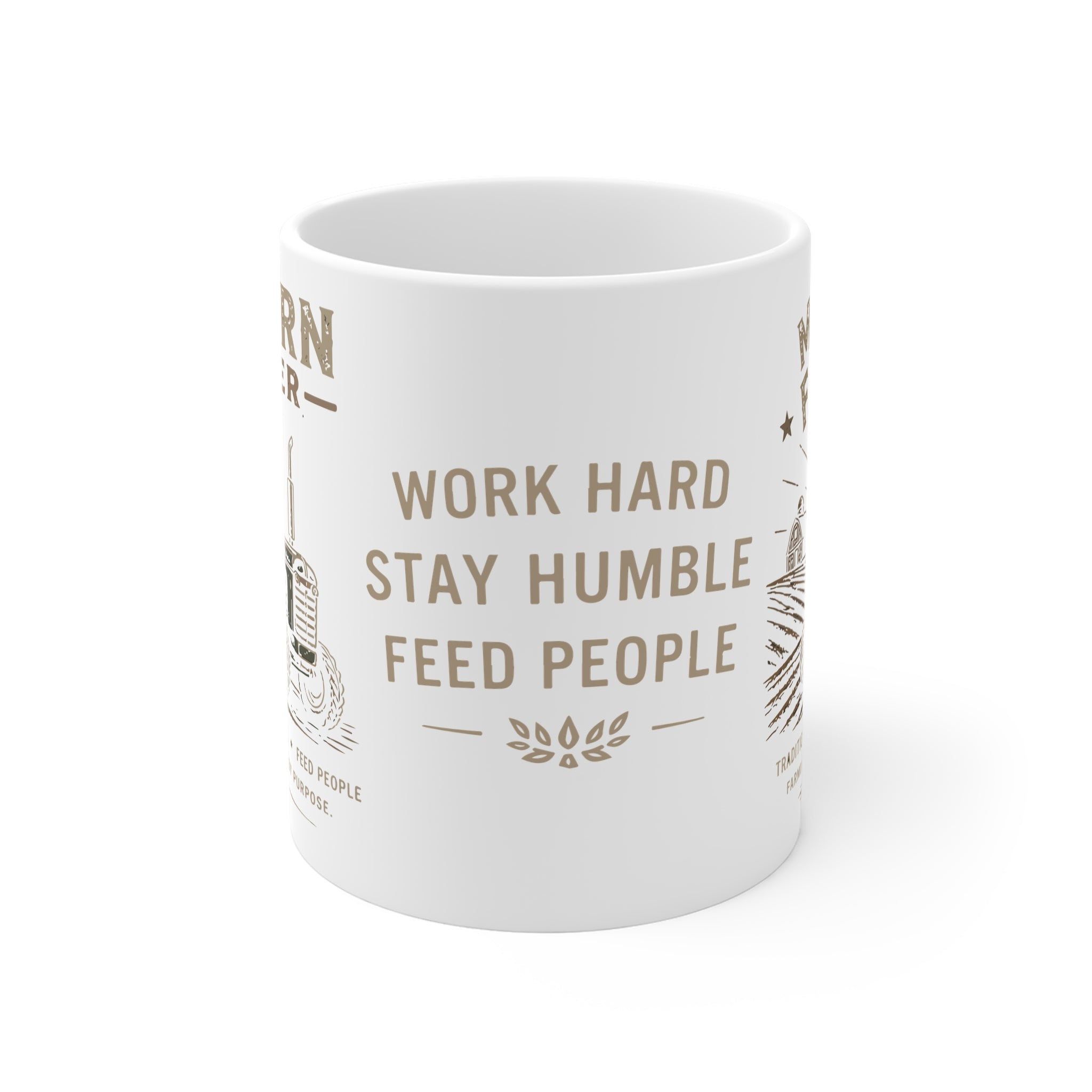 Modern Farmer Coffee Mug — "Work Hard Stay Humble Feed People" 11oz