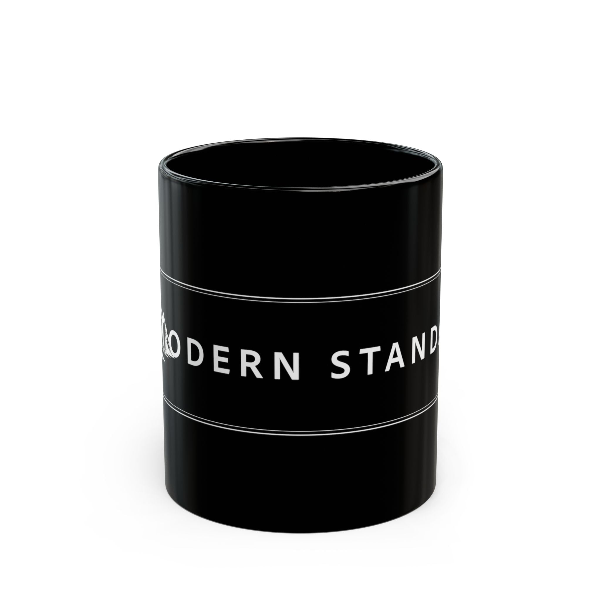 Modern Standard Black Coffee Mug — Minimal Logo 11oz & 15oz