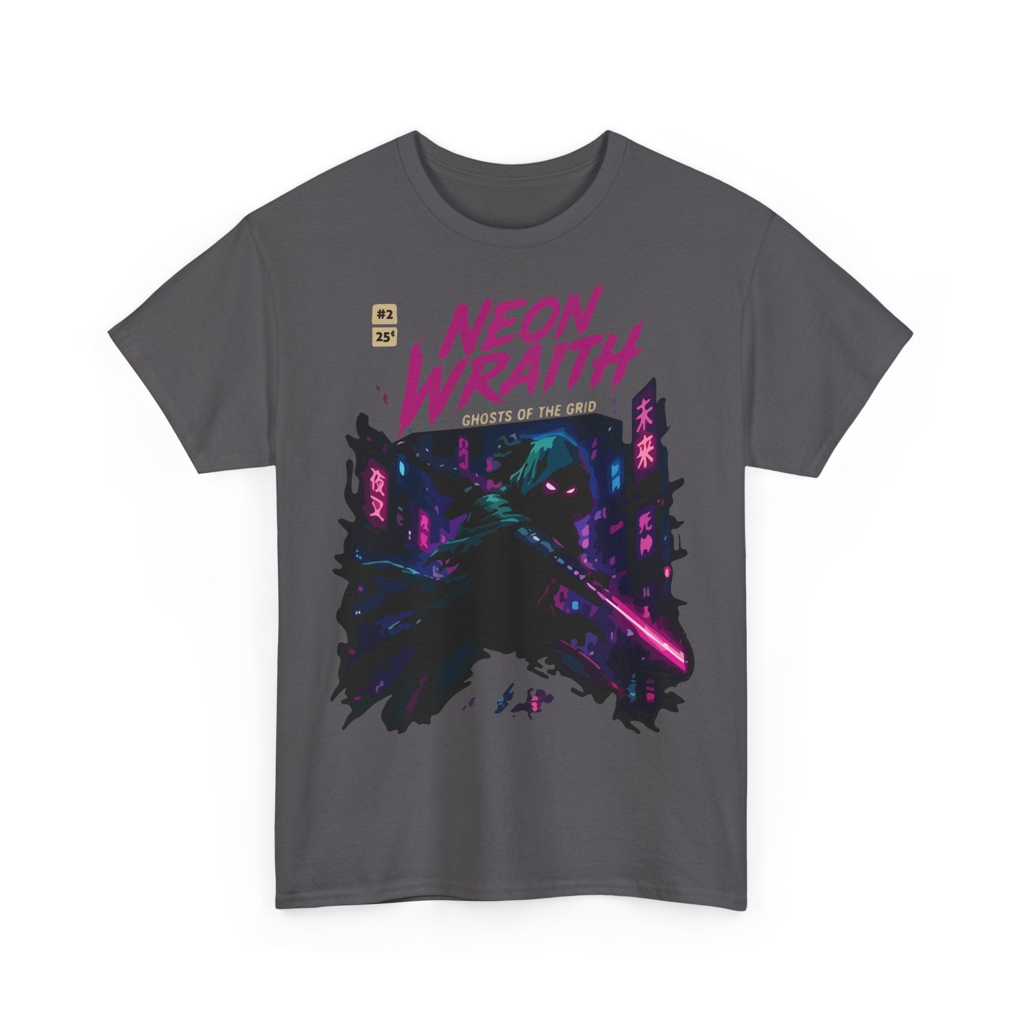 Neon Wraith T-Shirt — Cyberpunk Samurai Graphic Tee ("Neon Wraith: Ghosts of the Grid")
