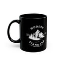 Modern Standard Mountain Black Mug — 'Live Free, Think Free' Coffee Cup (11oz/15oz)