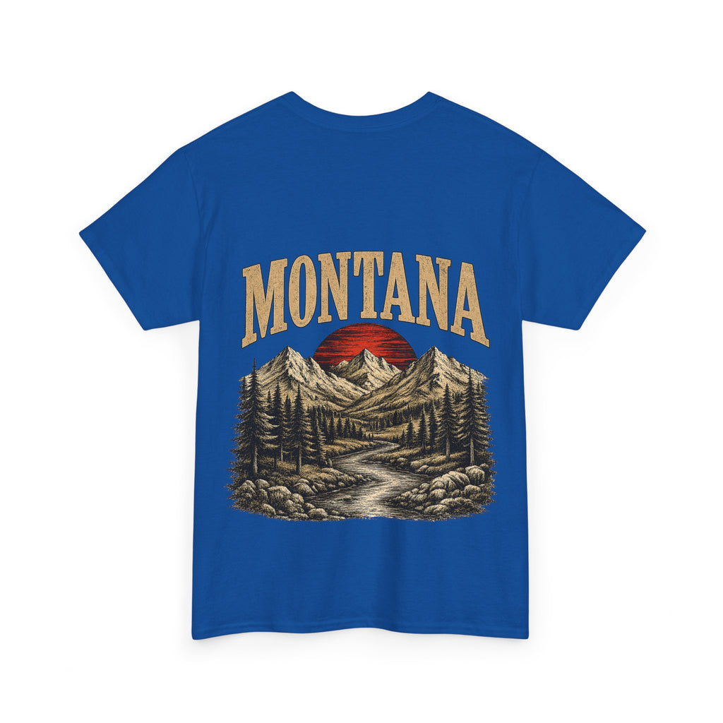 Montana Skies Cowboy Tee — Retro Mountain Landscape Graphic T-Shirt