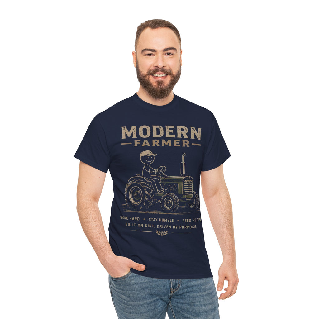 Modern Farmer Tractor v2 T‑Shirt – Vintage Farm Life Tee