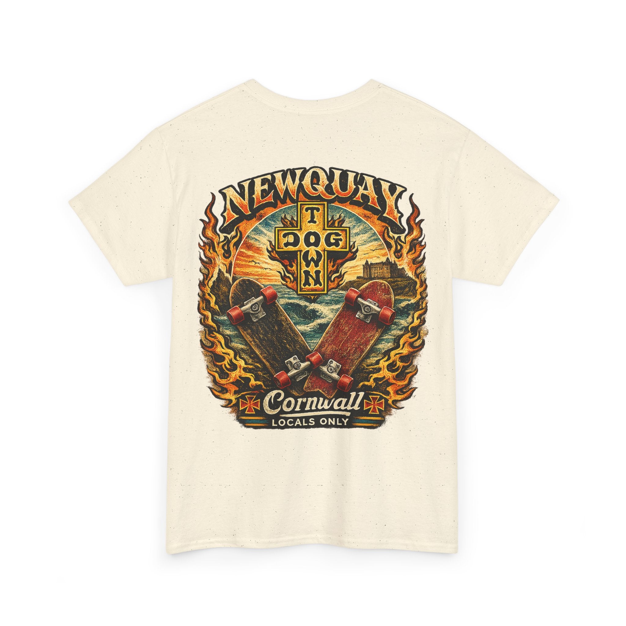 Surf Skate T‑Shirt — Newquay Cornwall 'Dog Town' Graphic Tee