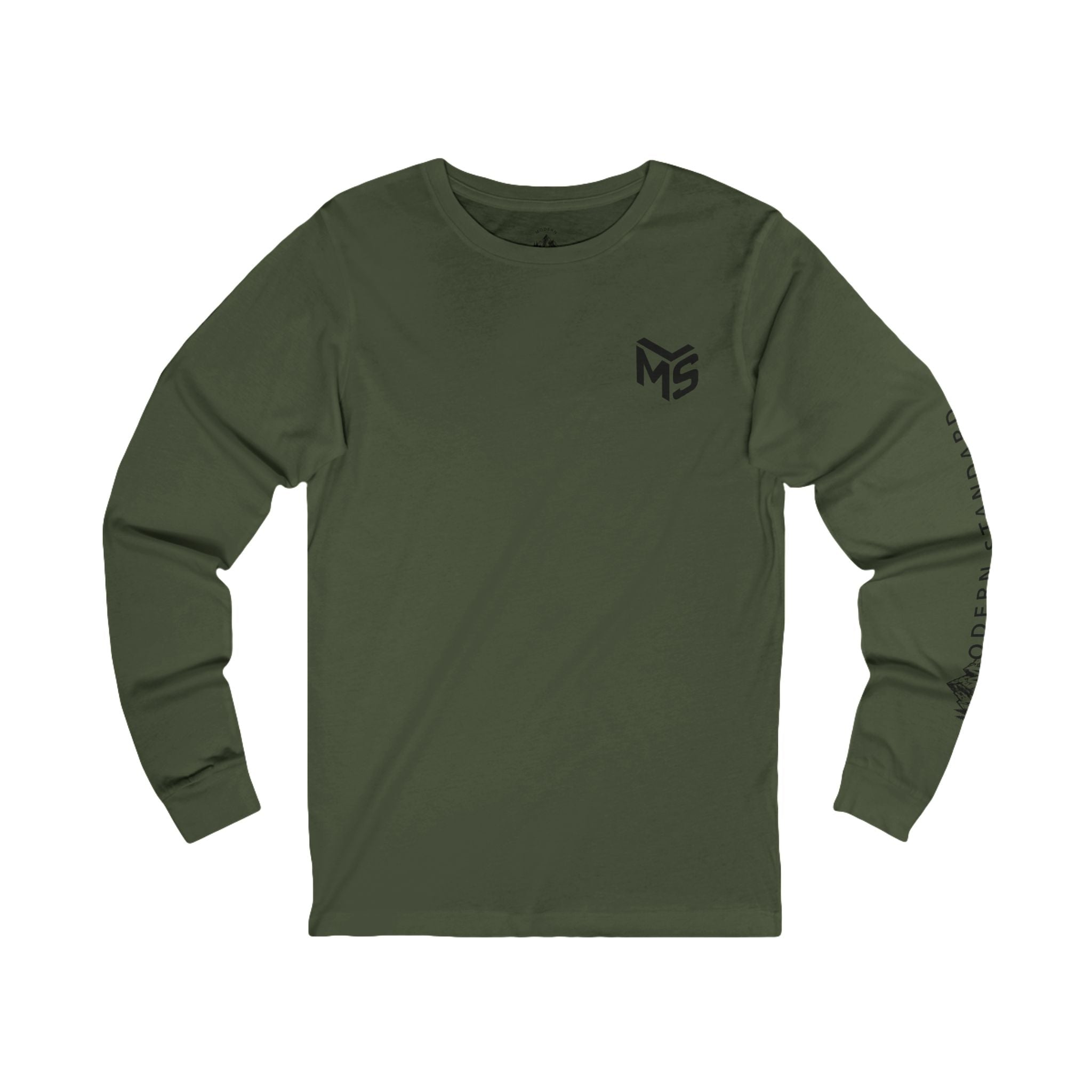 MS Minimalist Logo Long Sleeve Tee — White Graphic Shirt with Sleeve Text