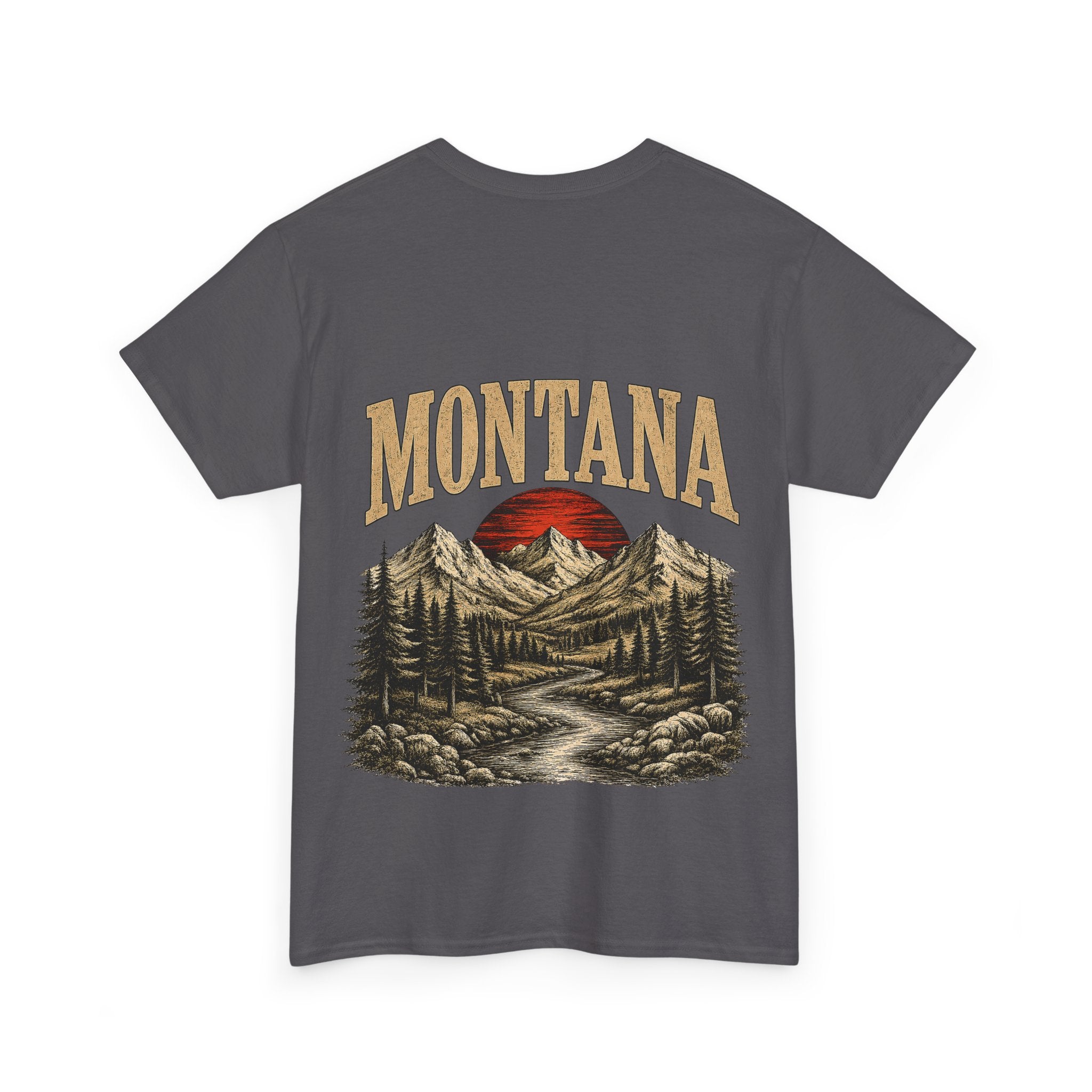 Montana Skies Cowboy Tee — Retro Mountain Landscape Graphic T-Shirt