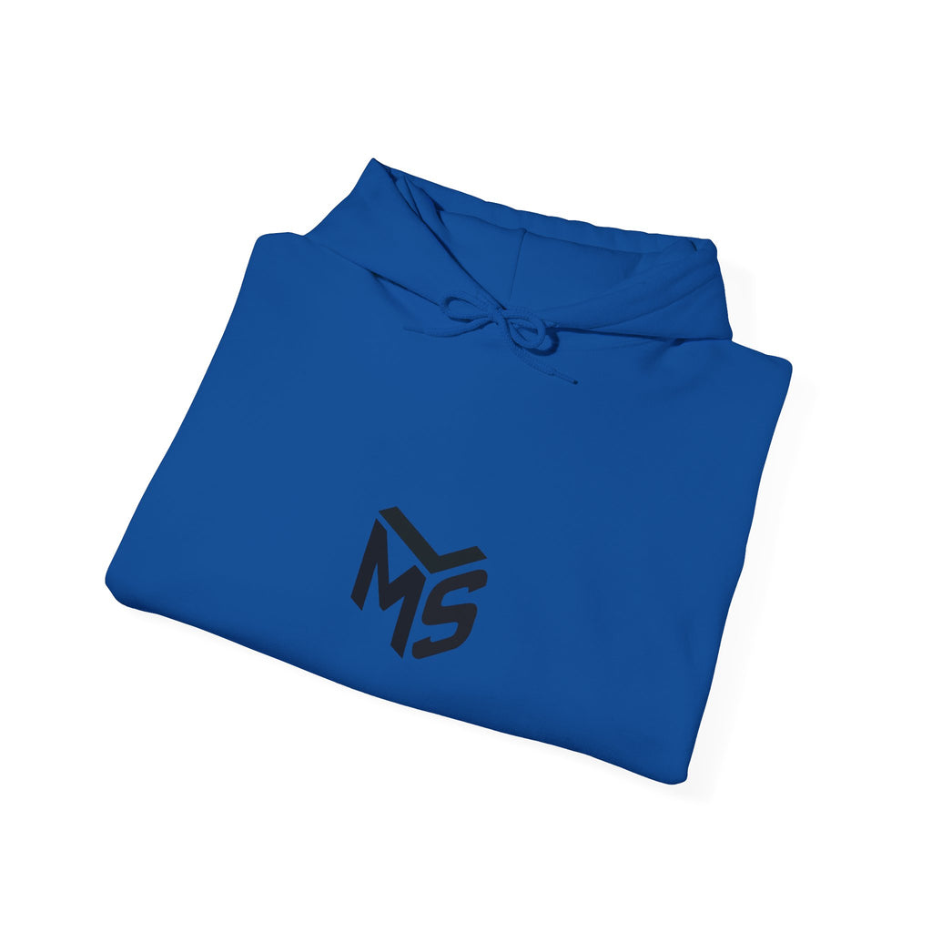 Modern Standard MS Logo Hoodie — Minimal White Pullover with Sleeve Graphic