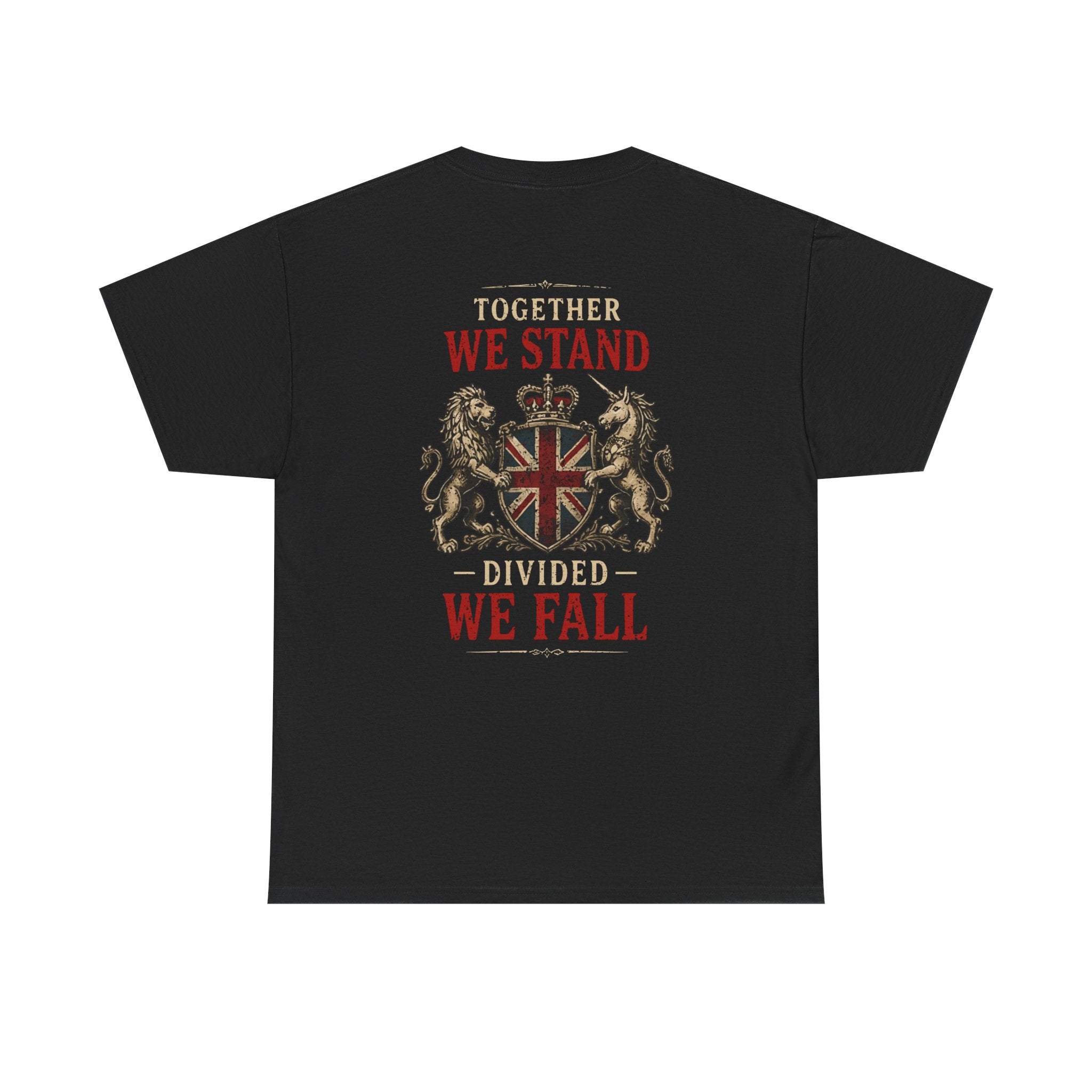Womans Unite the Kingdom T-Shirt — Vintage Union Jack & Crest Tee ("Together We Stand, Divided We Fall")