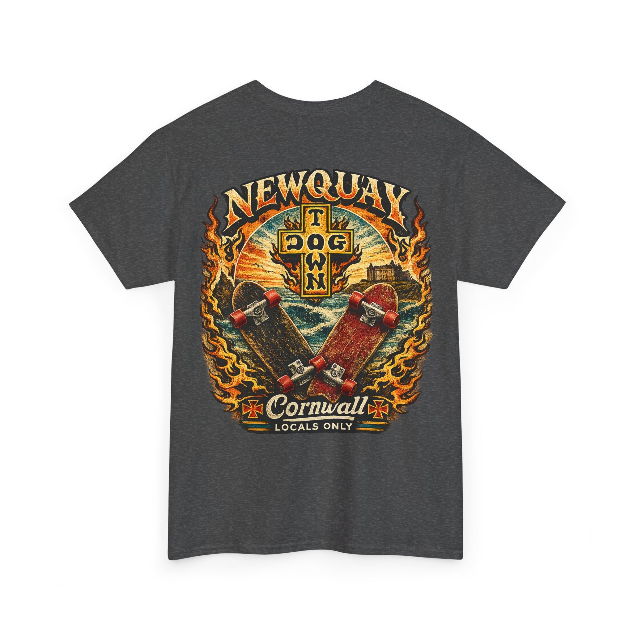 Surf Skate T‑Shirt — Newquay Cornwall 'Dog Town' Graphic Tee