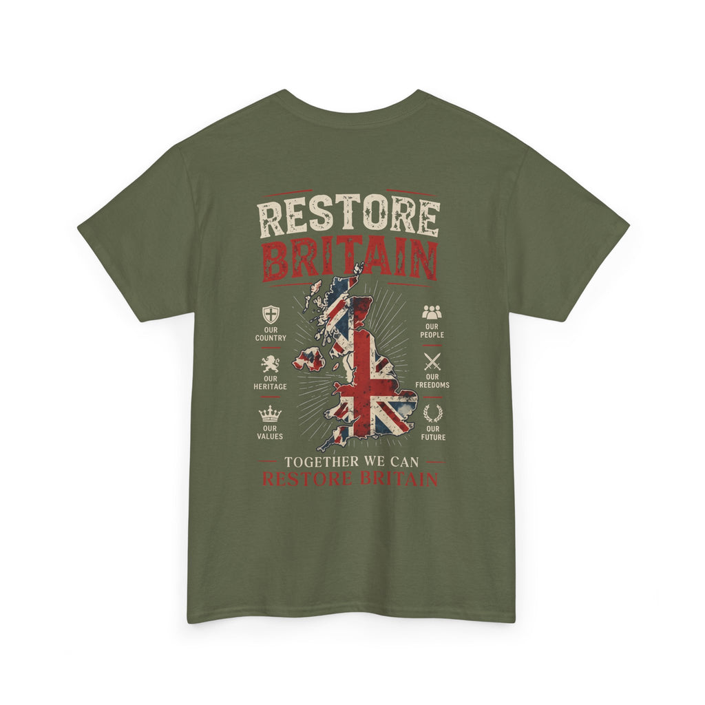 Womans Restore Britain T-Shirt – Patriotic Union Jack Graphic Tee