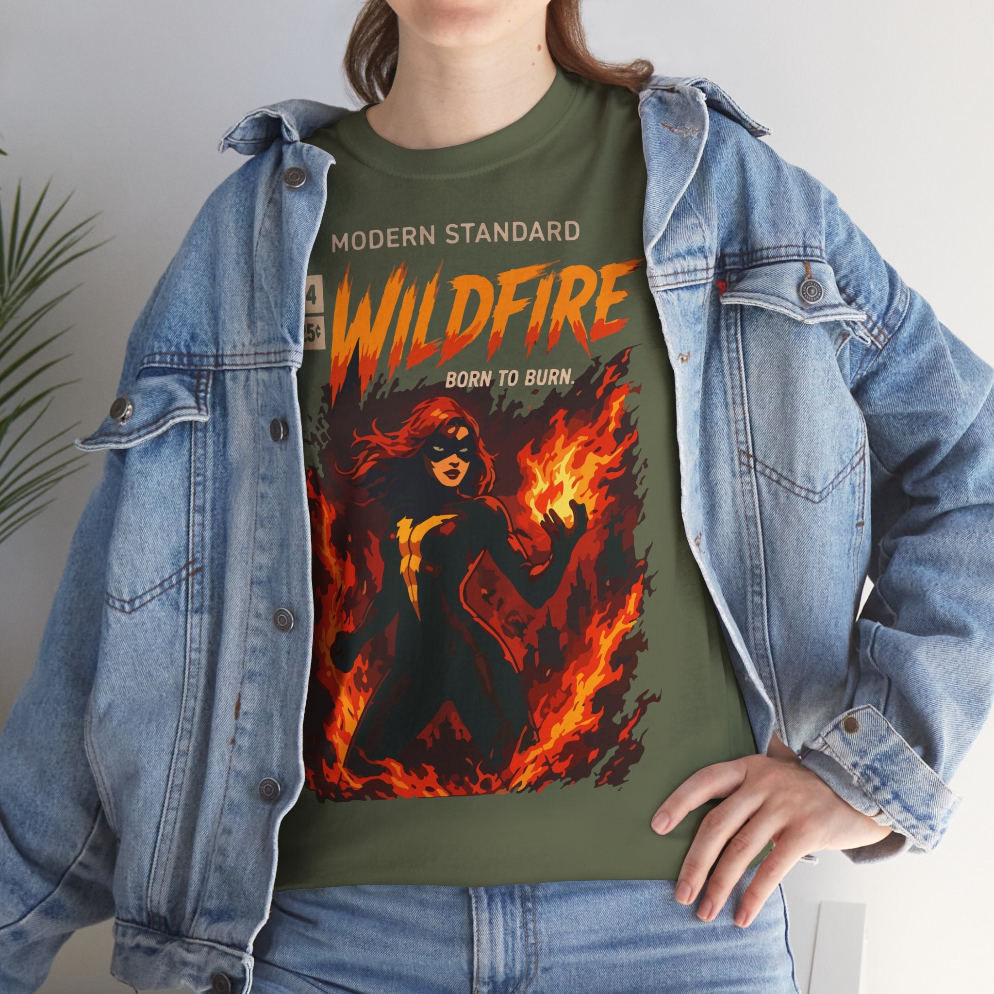 Wildfire Graphic Tee – 'Modern Standard Wildfire: Born to Burn' Flame Girl T‑Shirt