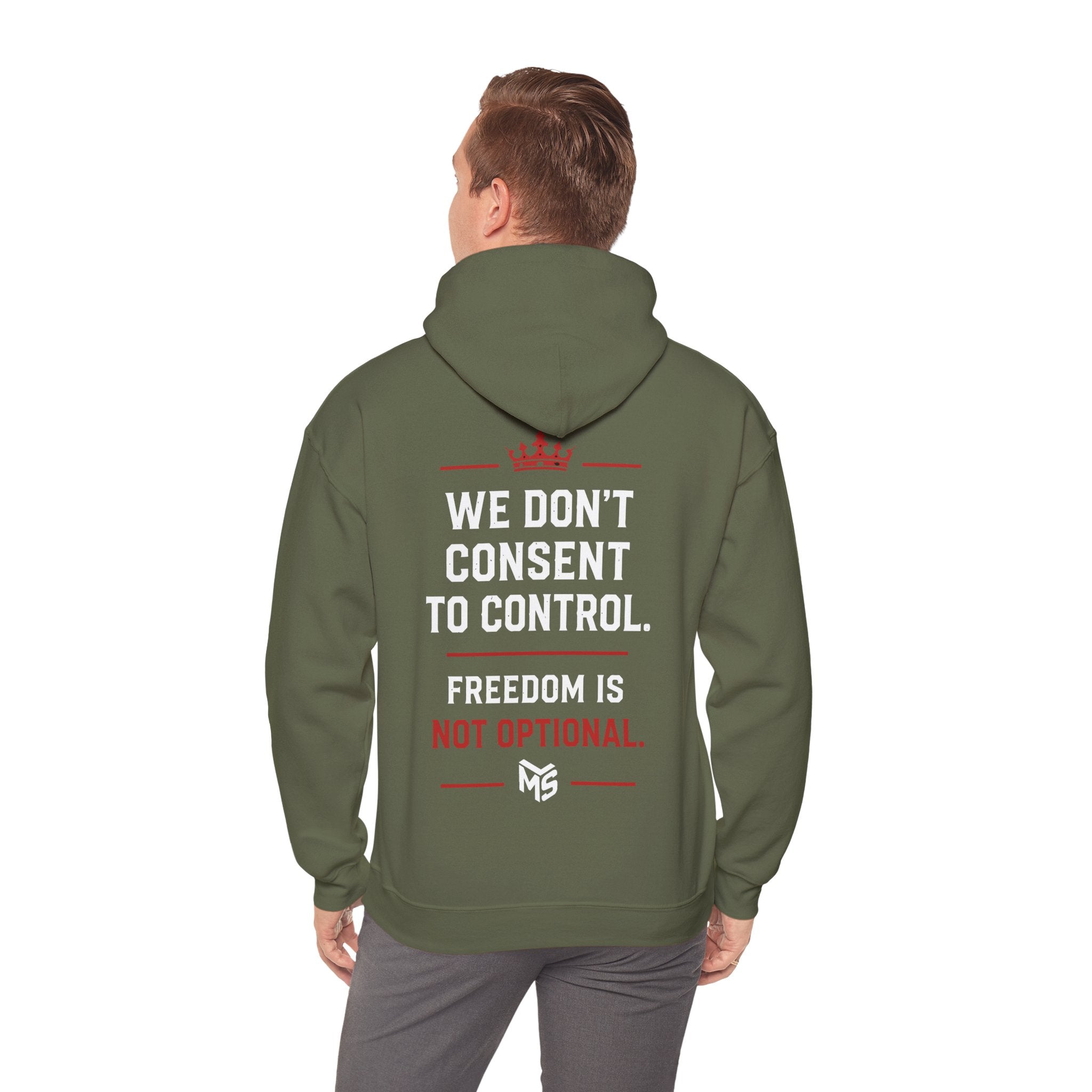 Just Say No to Digital ID Hoodie — "We Don't Consent to Control. Freedom Is Not Optional."