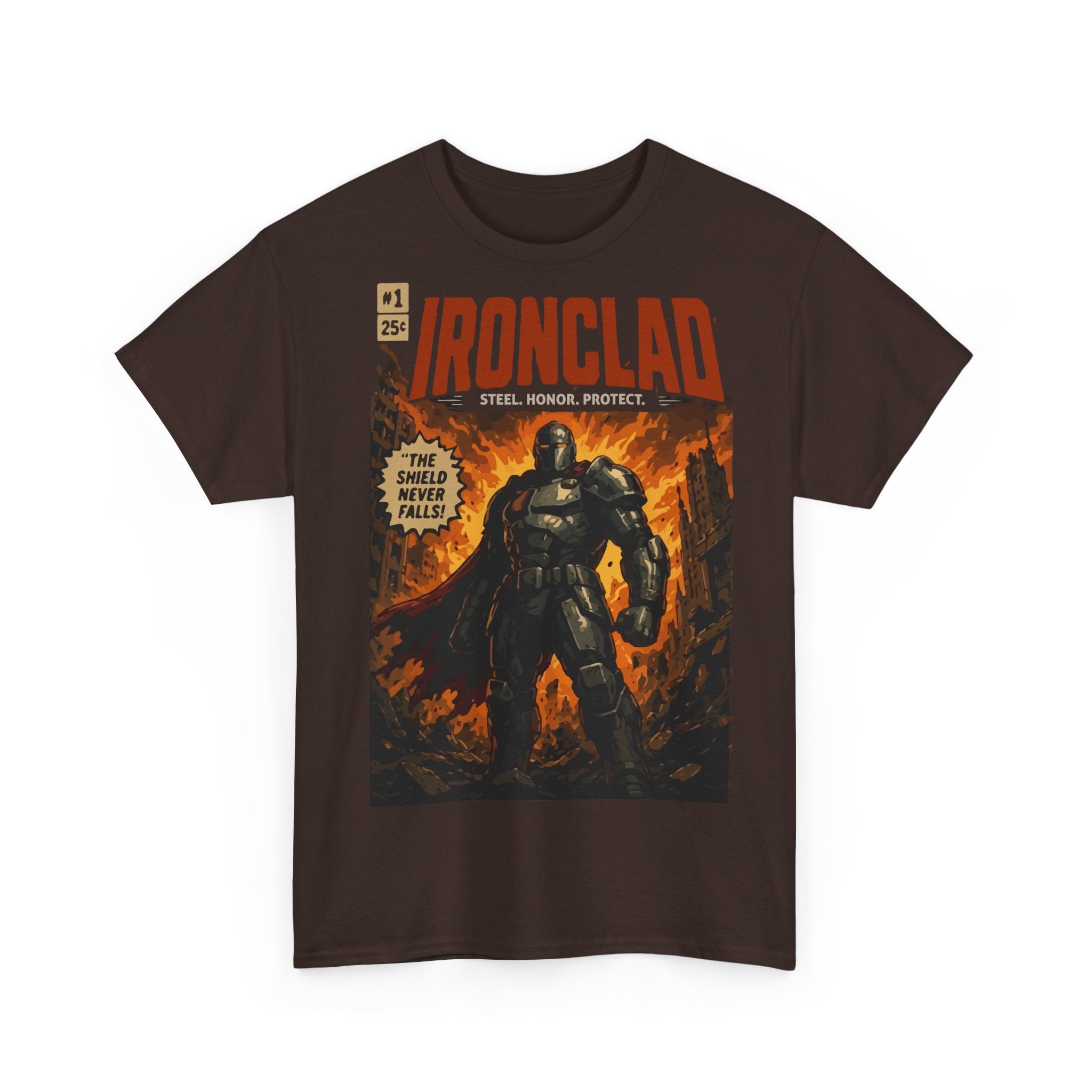 Ironclad Comic-Style T-Shirt — Vintage Superhero Graphic Tee