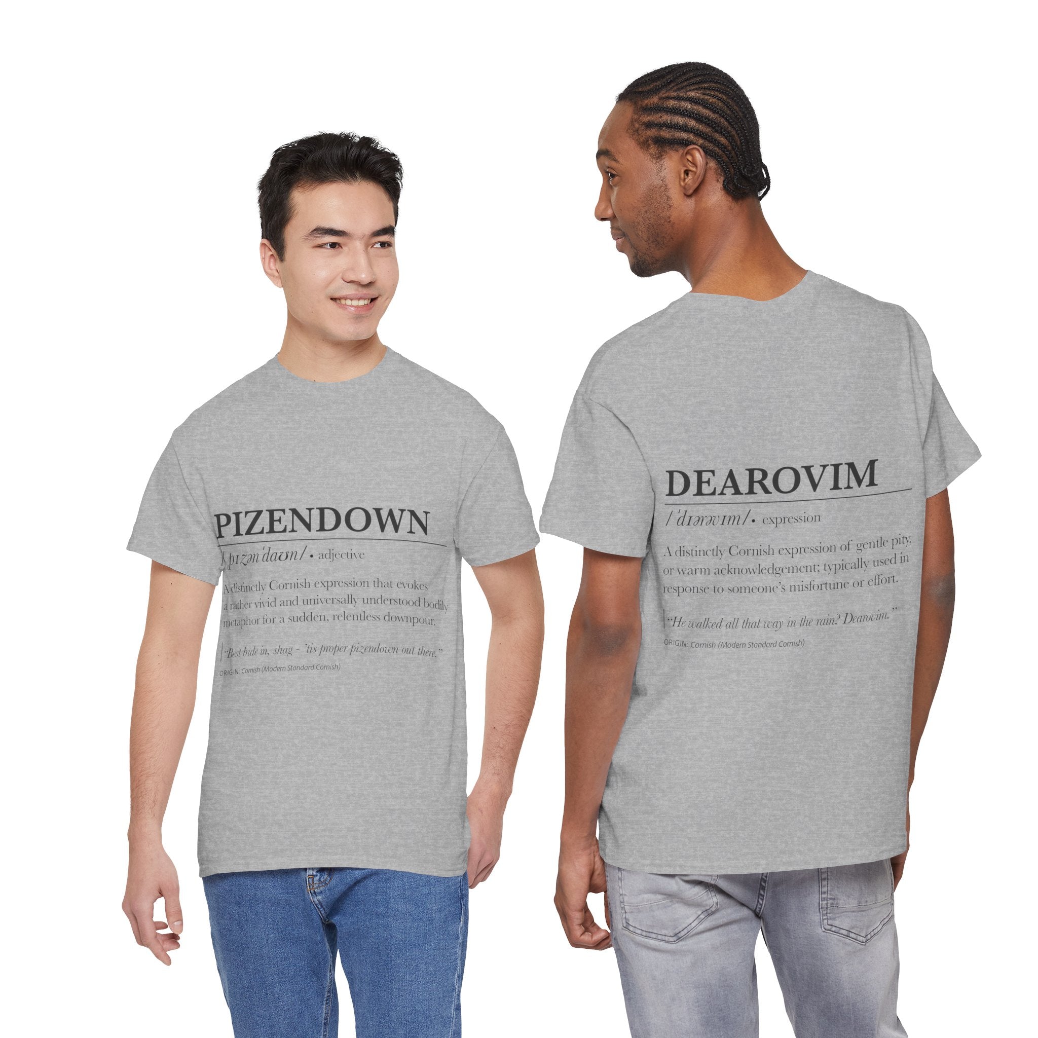 'Pizendown' & 'Dearovim' Unisex Cornish Dictionary Tee