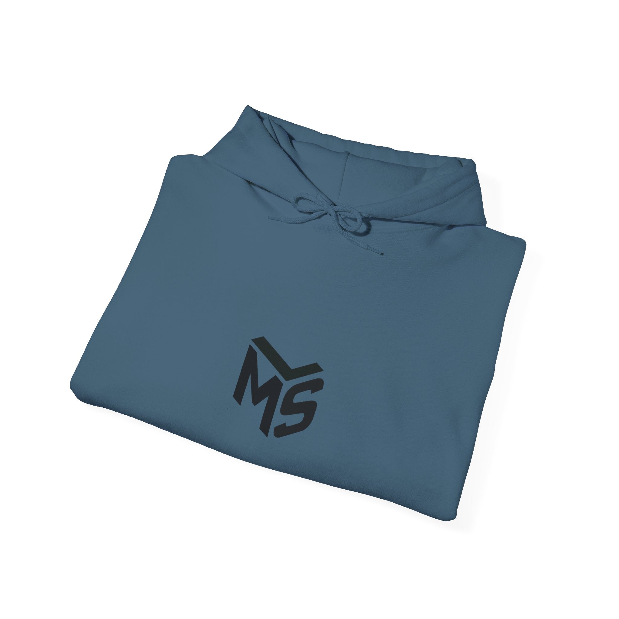Modern Standard MS Logo Hoodie — Minimal White Pullover with Sleeve Graphic