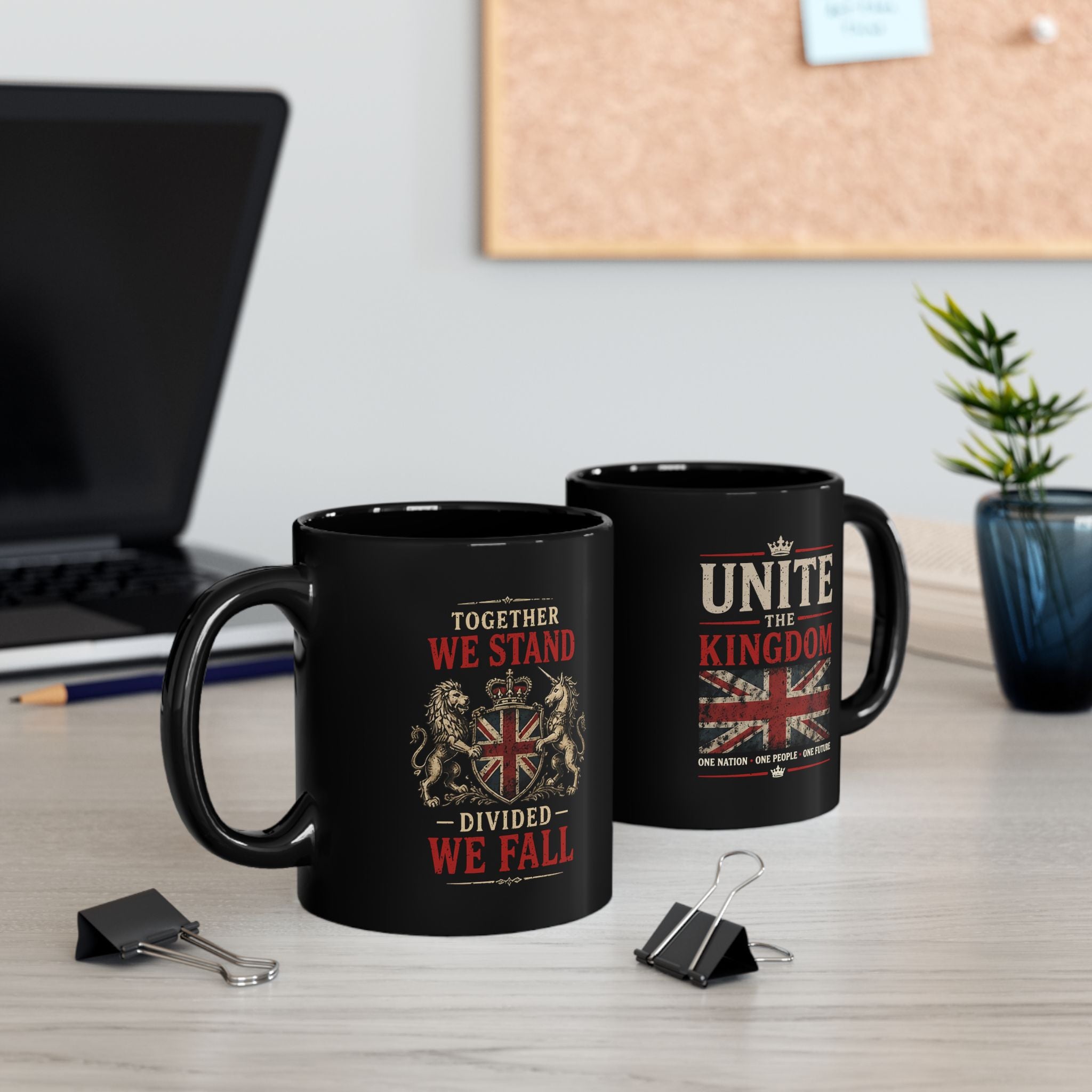 Unite the Kingdom Black Mug — Union Jack Patriotic Coffee Cup (11oz & 15oz)