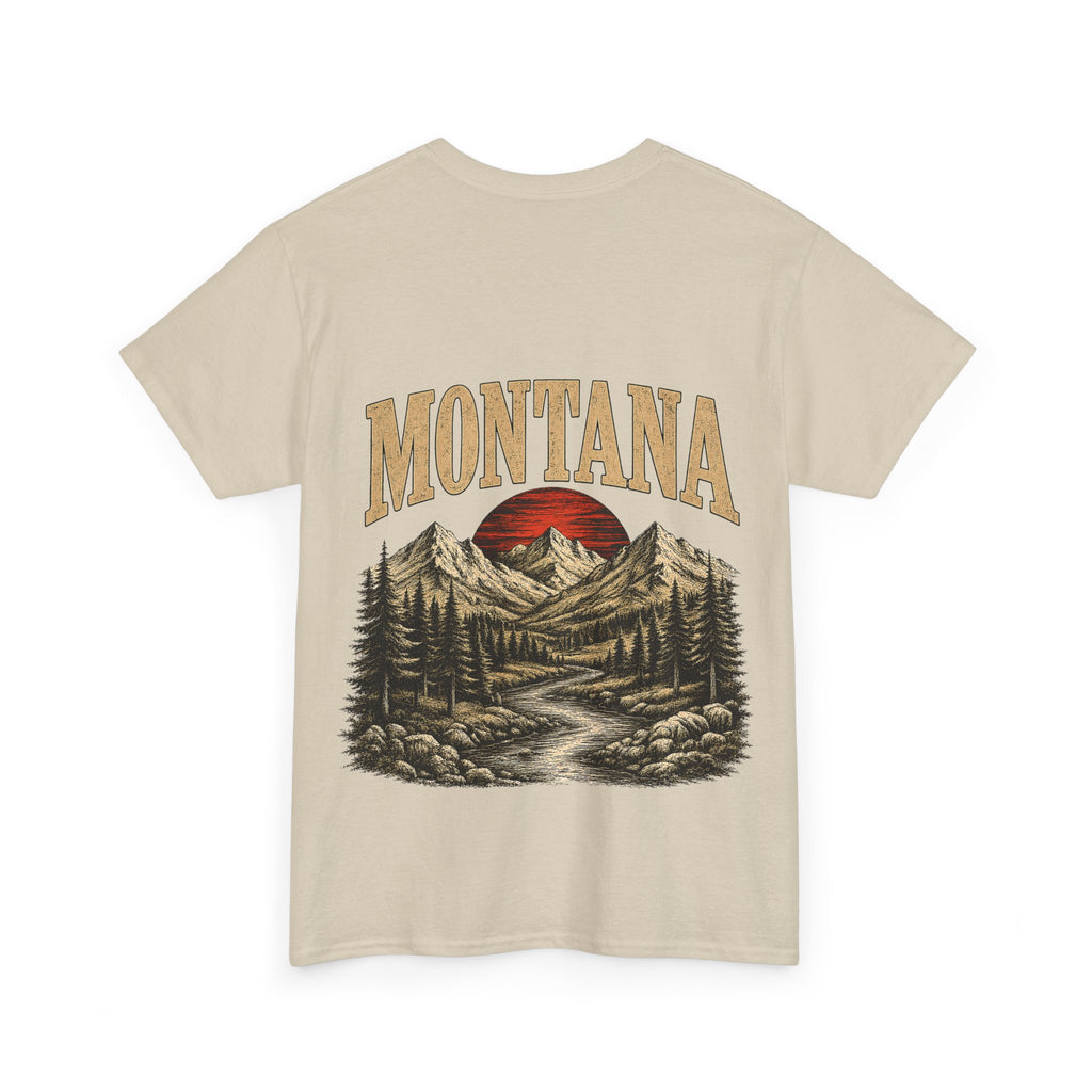 Montana Skies Cowboy Tee — Retro Mountain Landscape Graphic T-Shirt