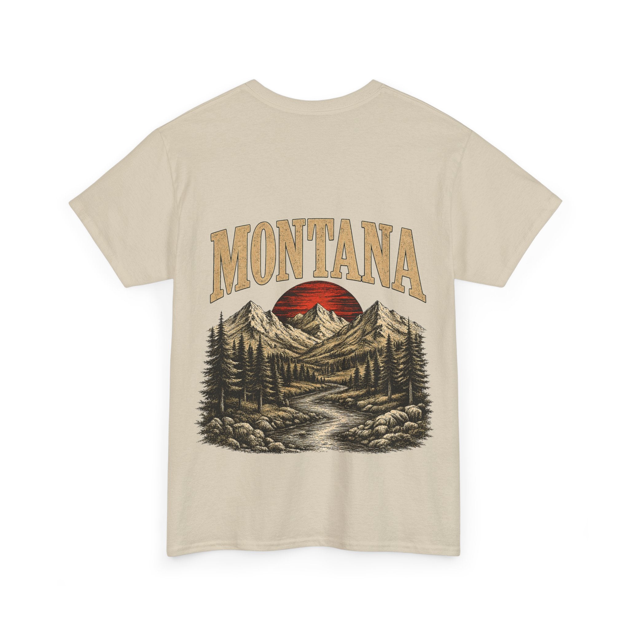 Montana Skies Cowboy Tee — Retro Mountain Landscape Graphic T-Shirt
