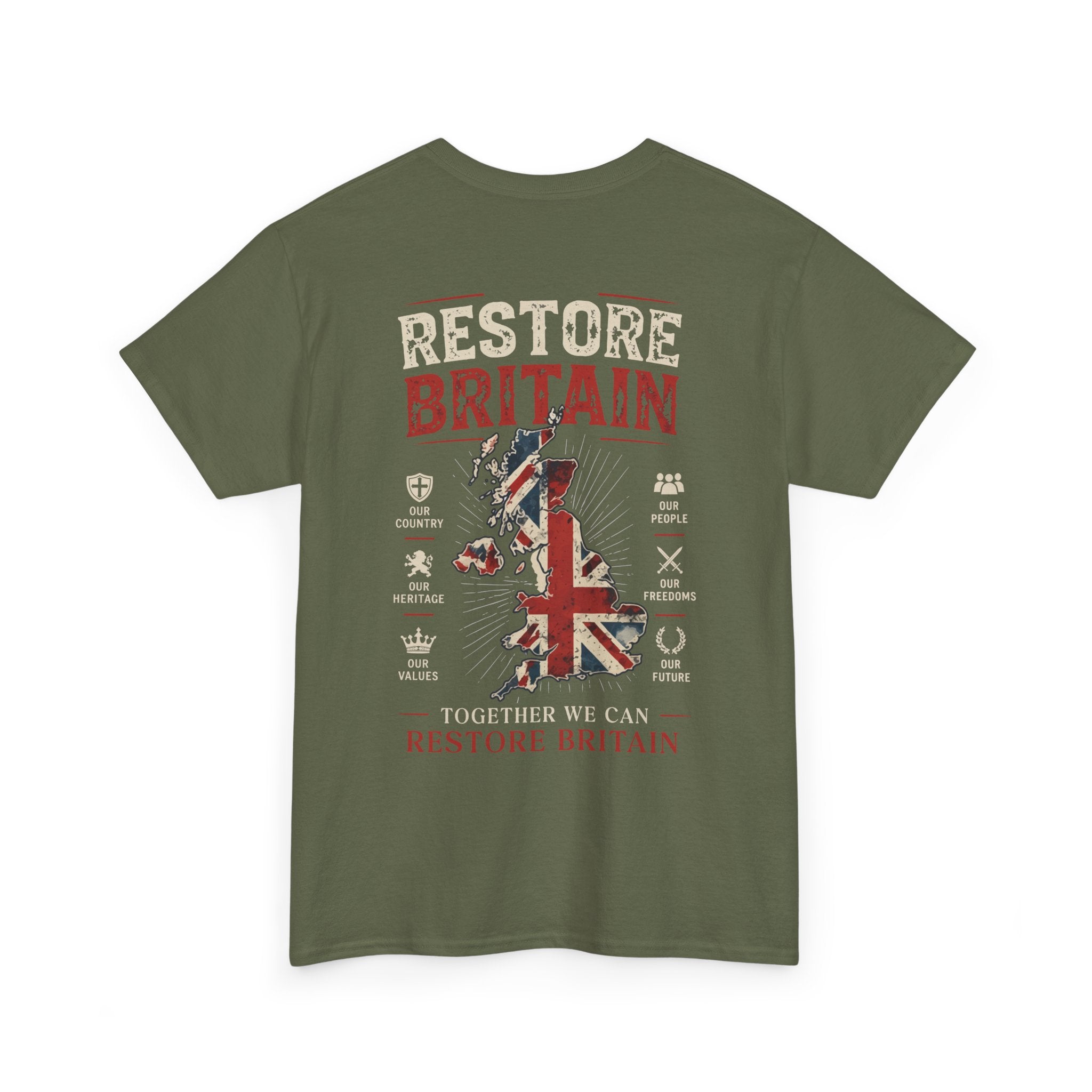Mens Restore Britain T‑Shirt — Union Jack Vintage Patriotic Tee