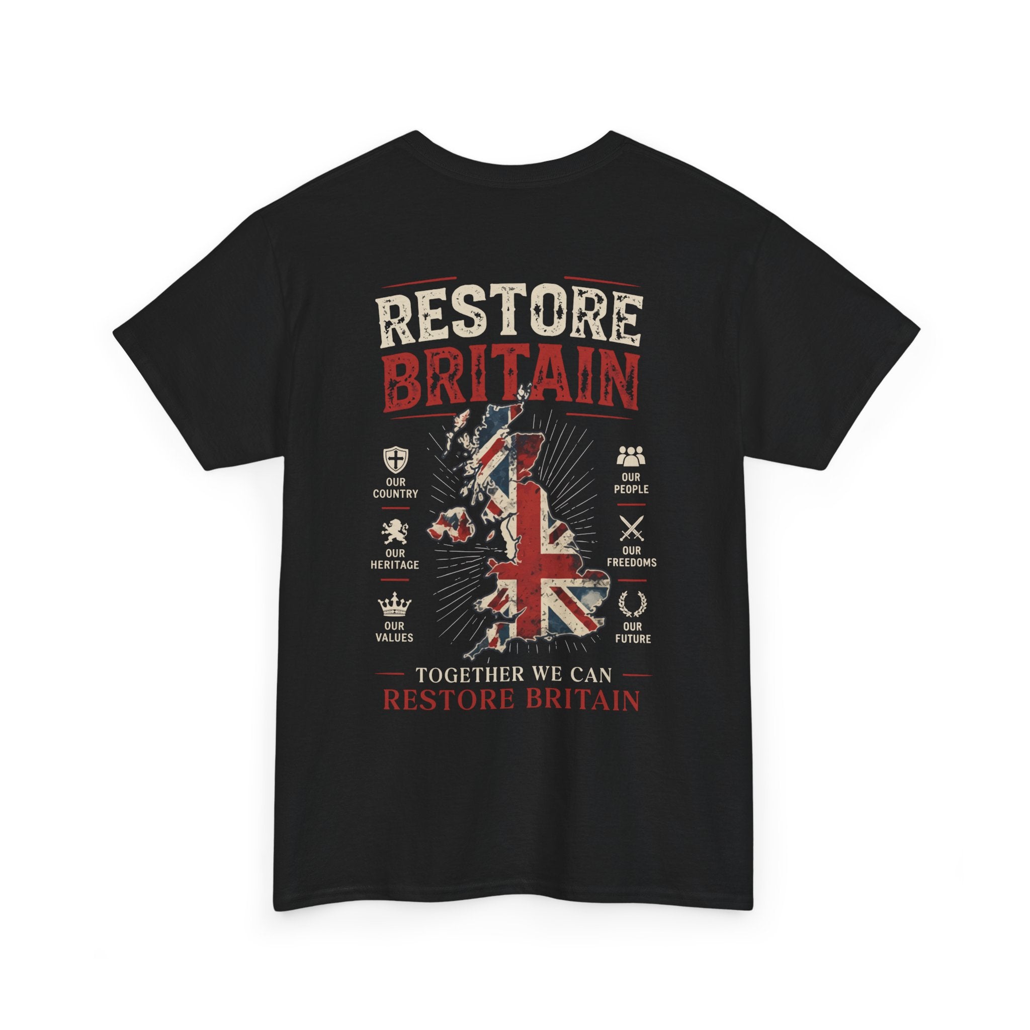 Mens Restore Britain T‑Shirt — Union Jack Vintage Patriotic Tee