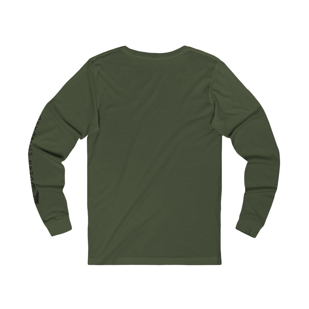MS Minimalist Logo Long Sleeve Tee — White Graphic Shirt with Sleeve Text