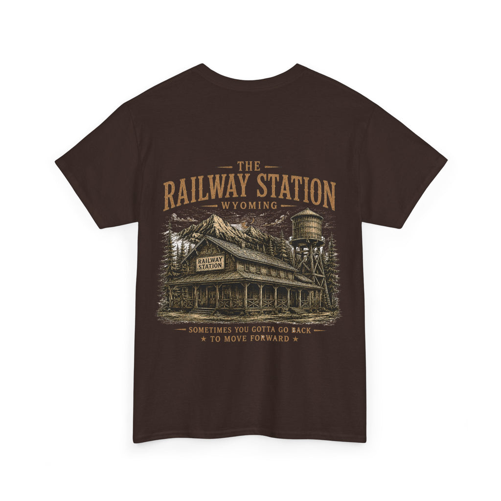 Railway Station Wyoming T-Shirt — Vintage Cowboy Skull Tee