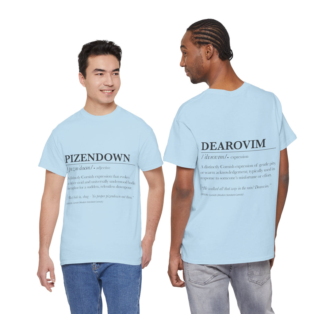 'Pizendown' & 'Dearovim' Unisex Cornish Dictionary Tee