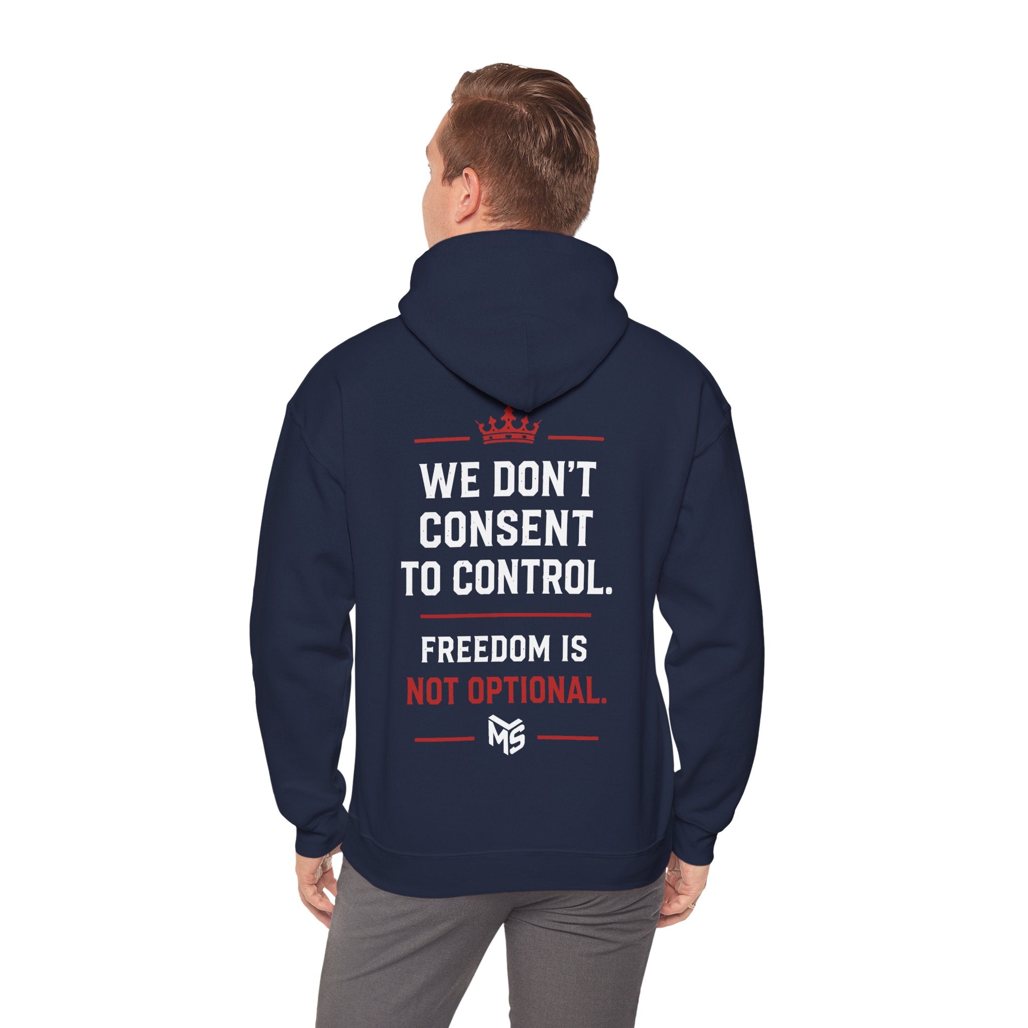 Just Say No to Digital ID Hoodie — "We Don't Consent to Control. Freedom Is Not Optional."
