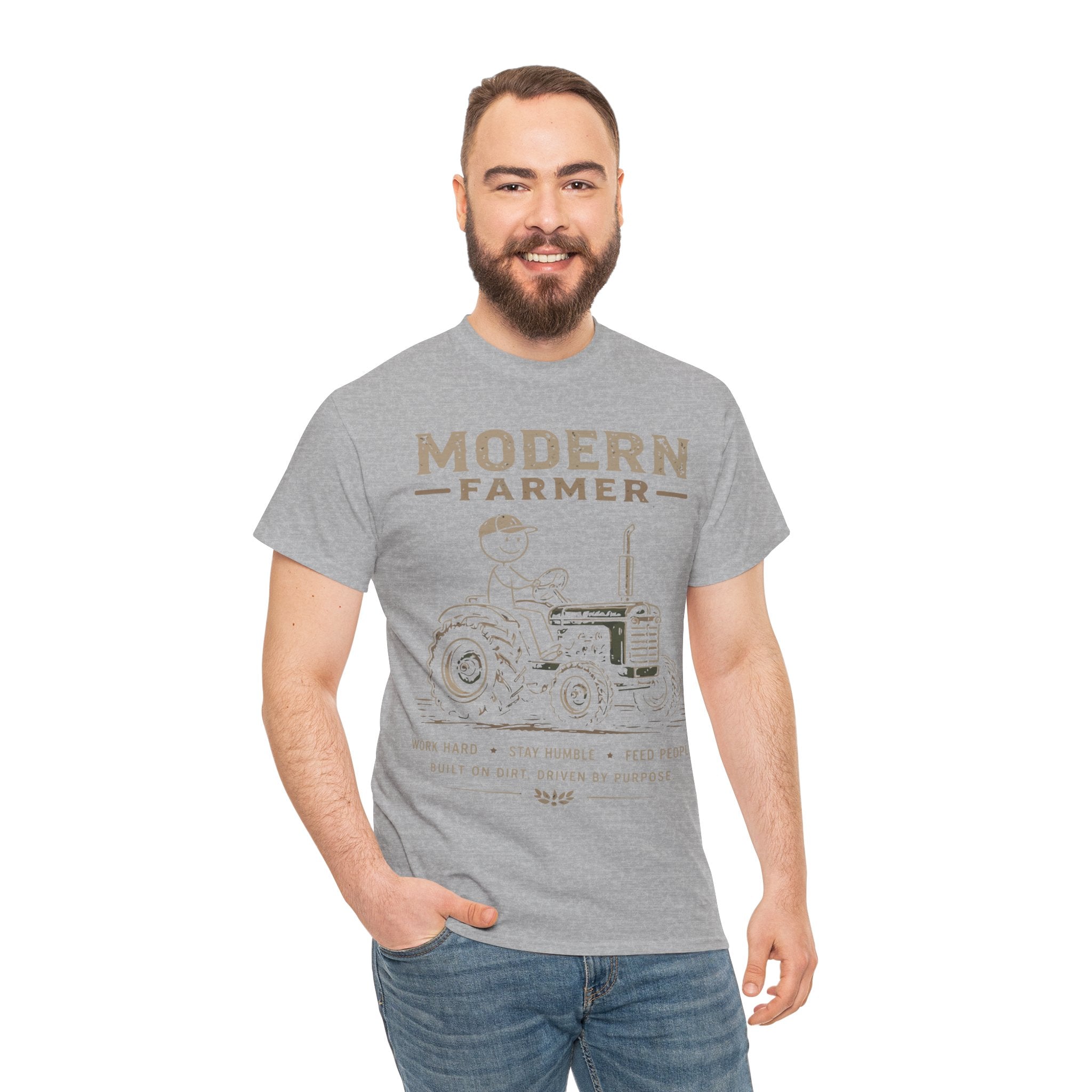 Modern Farmer Tractor v2 T‑Shirt – Vintage Farm Life Tee