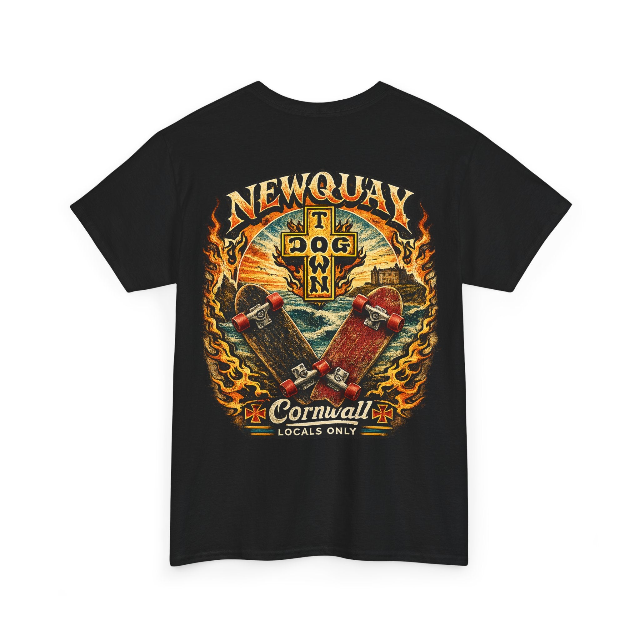 Surf Skate T‑Shirt — Newquay Cornwall 'Dog Town' Graphic Tee