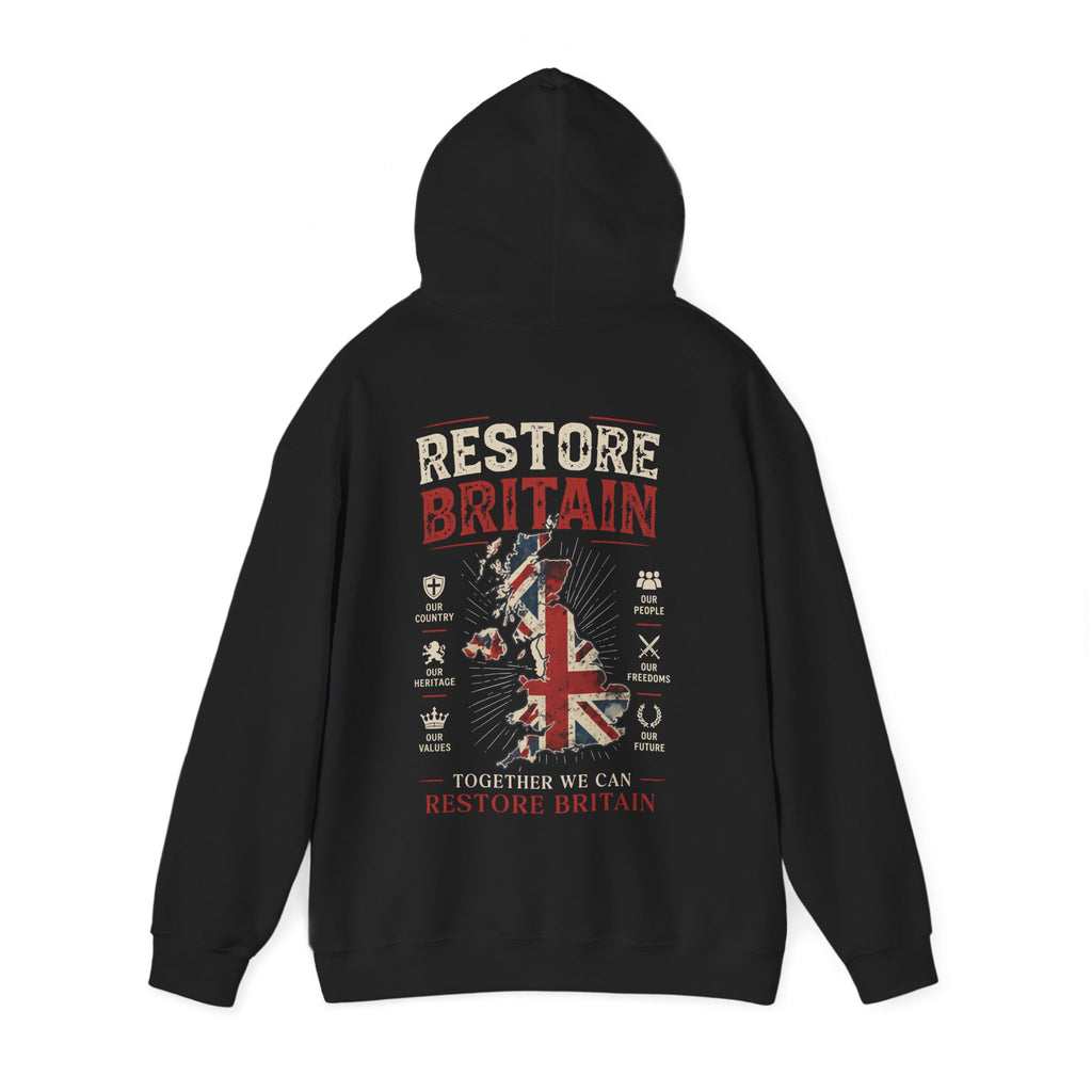 Restore Britain Hoodie — Union Jack Patriotic Graphic Hoodie