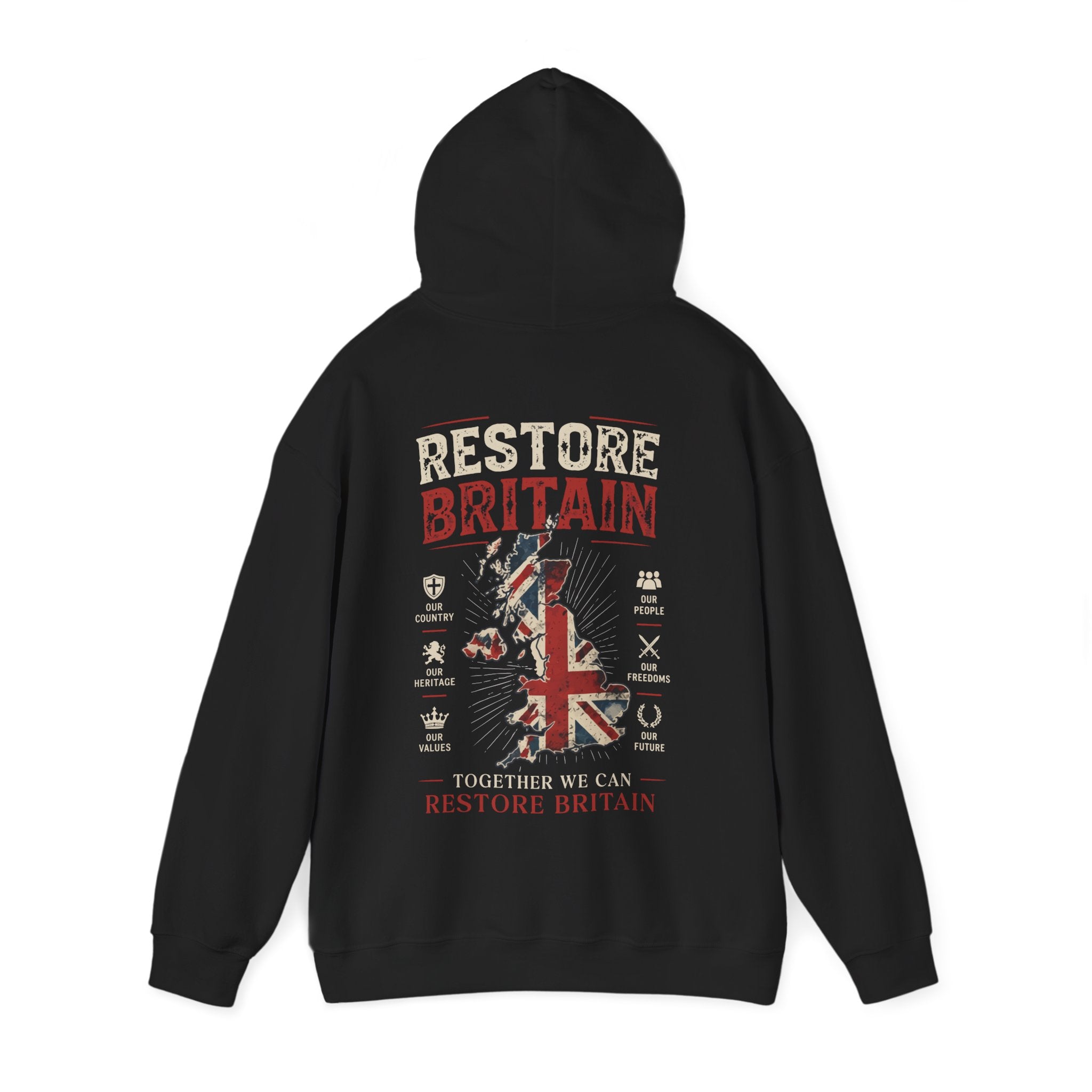 Restore Britain Hoodie — Union Jack Patriotic Graphic Hoodie