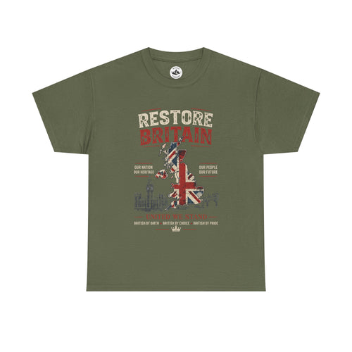 Mens Restore Britain T‑Shirt — Union Jack Vintage Patriotic Tee
