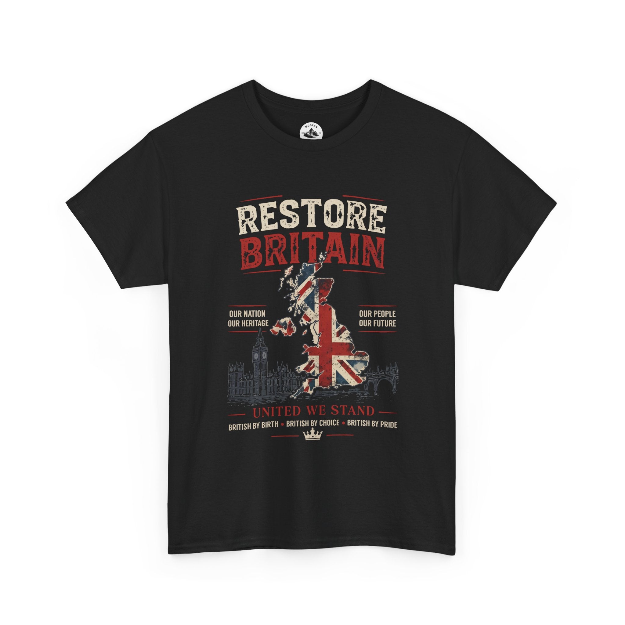 Mens Restore Britain T‑Shirt — Union Jack Vintage Patriotic Tee