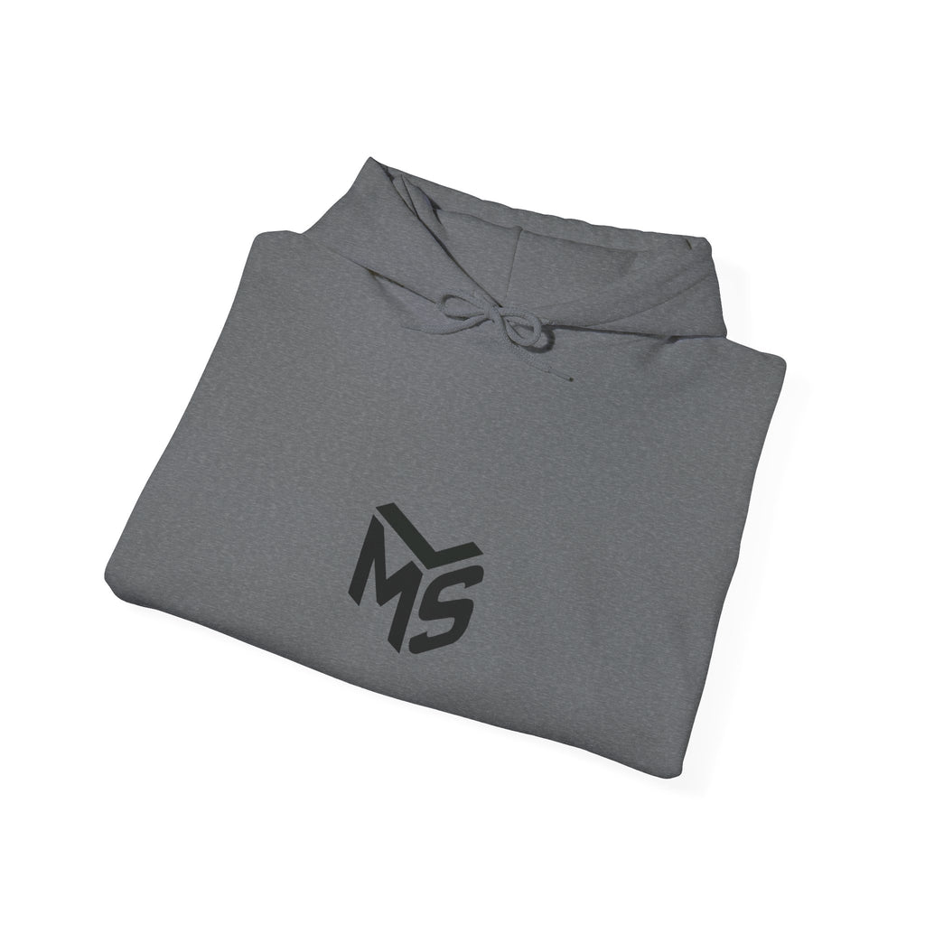 Modern Standard MS Logo Hoodie — Minimal White Pullover with Sleeve Graphic