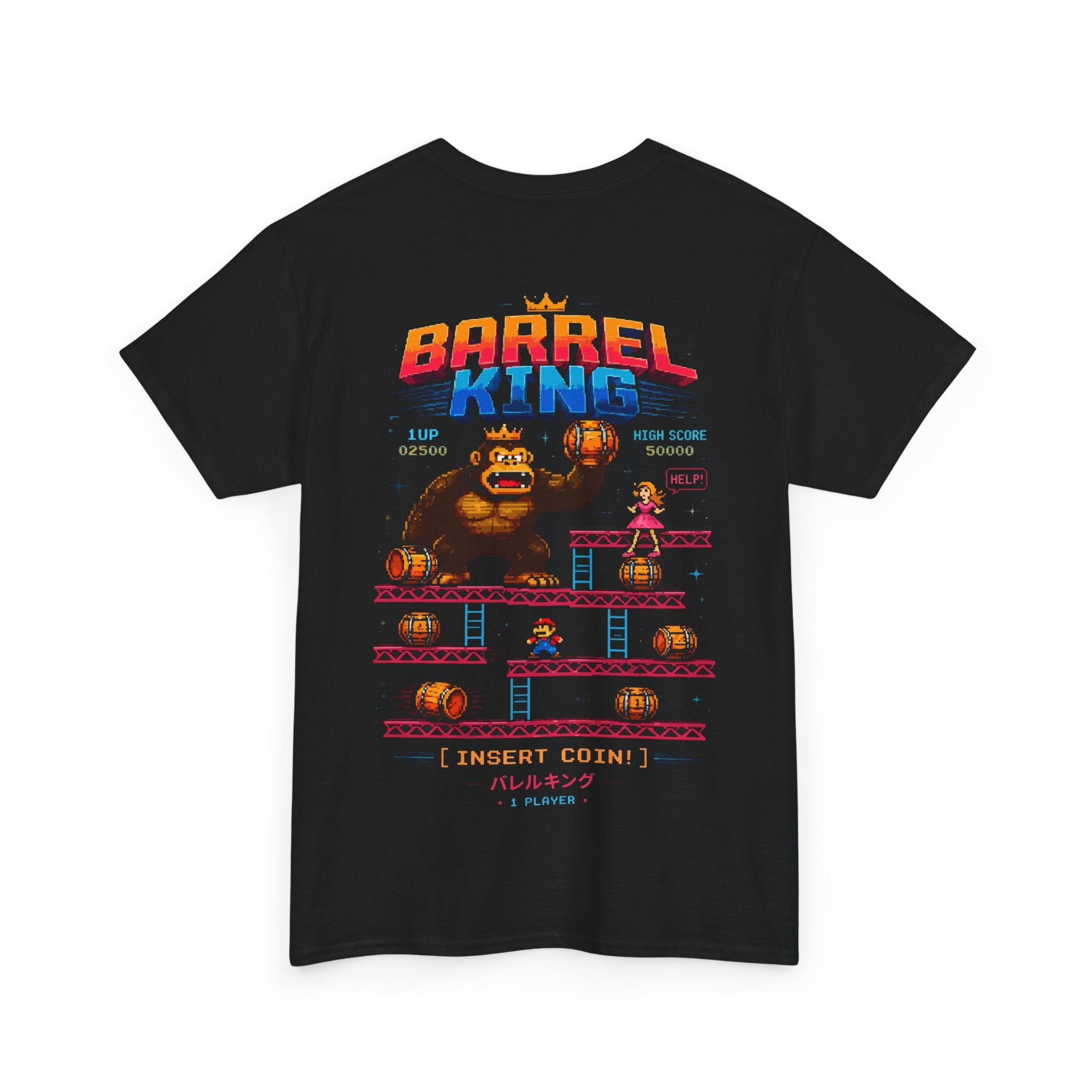 Barrel King Retro Arcade Tee — Insert Coin Vintage Gaming T‑Shirt