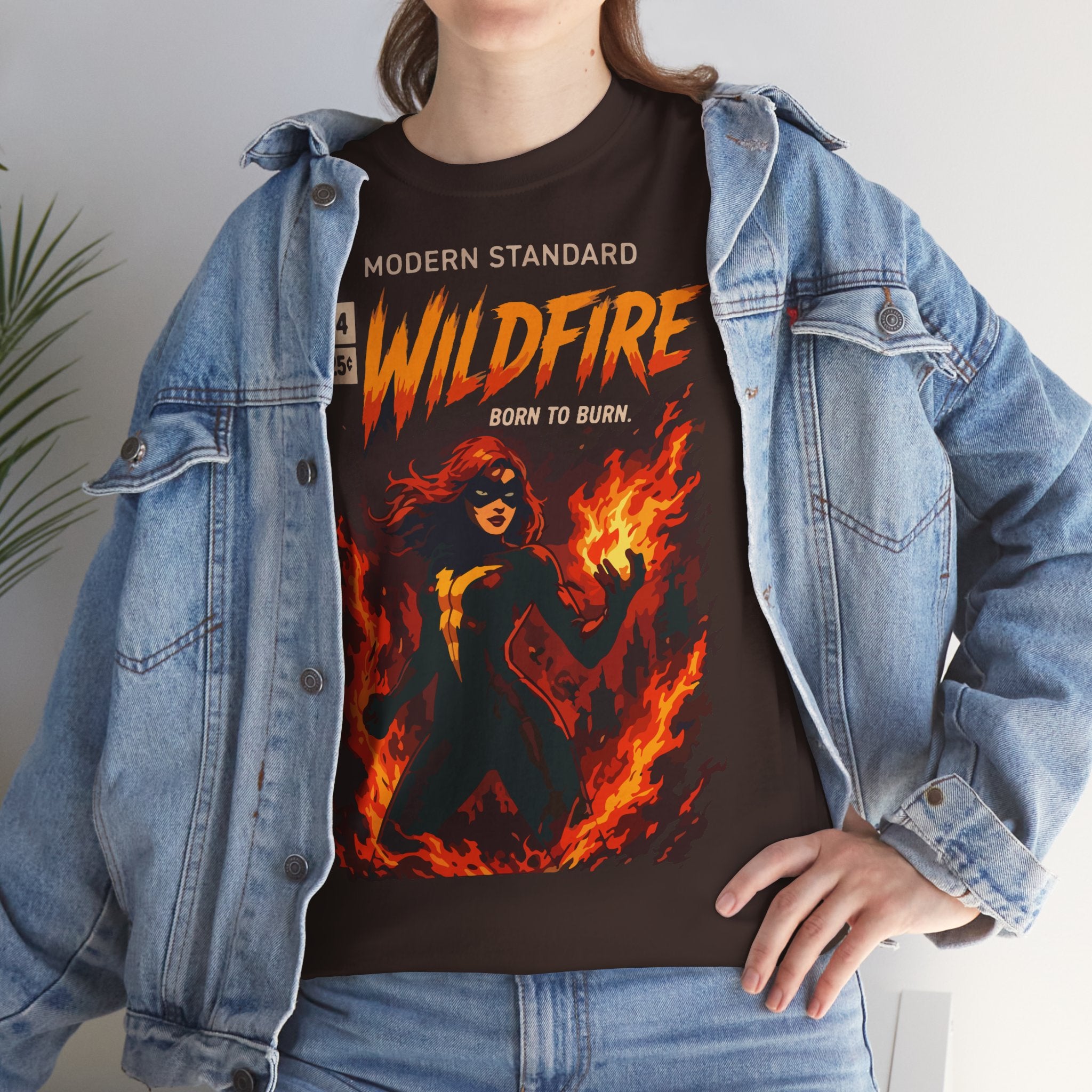 Wildfire Graphic Tee – 'Modern Standard Wildfire: Born to Burn' Flame Girl T‑Shirt